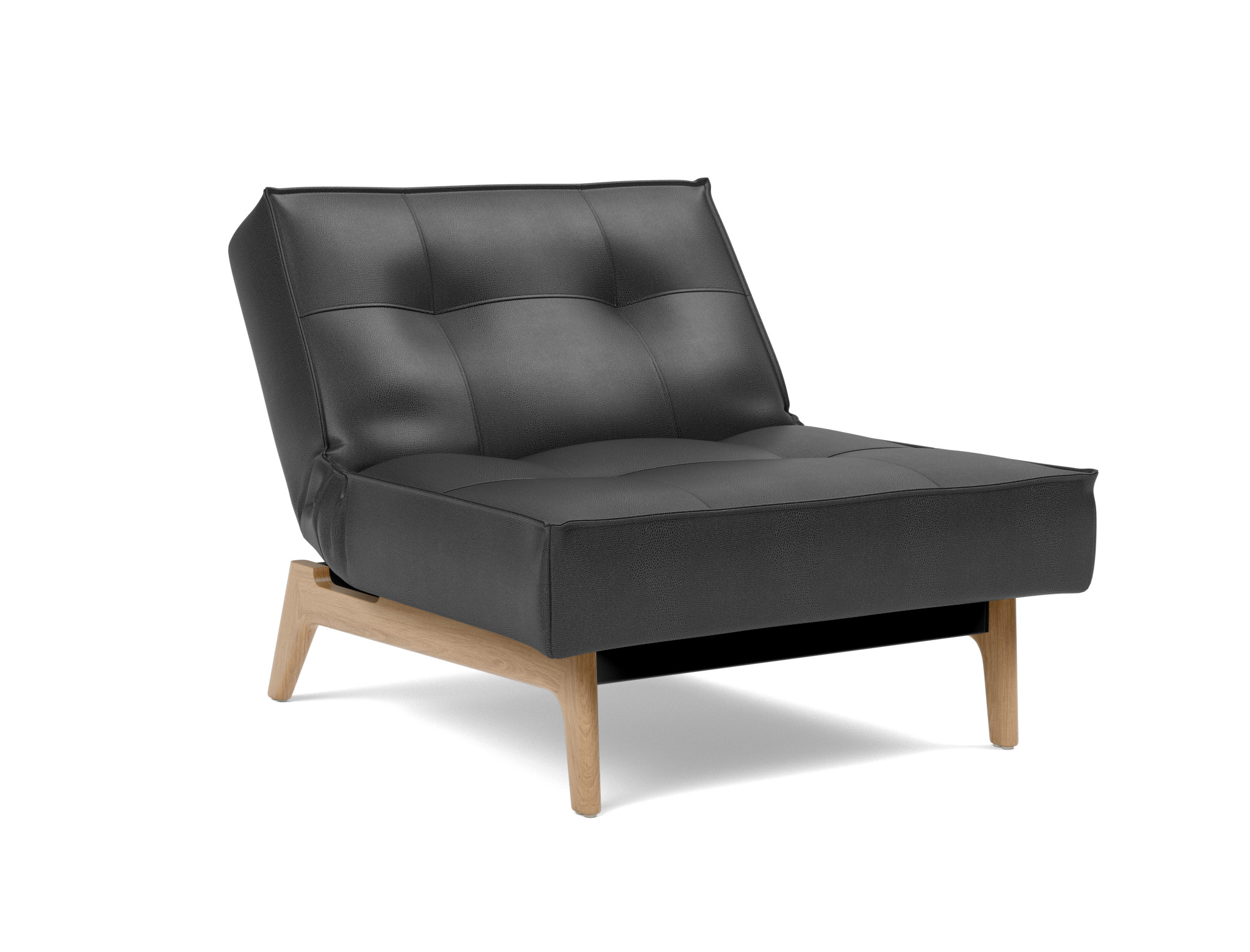 Sessel Splitback Lederoptik Faunal 550-Black Beine Eiche