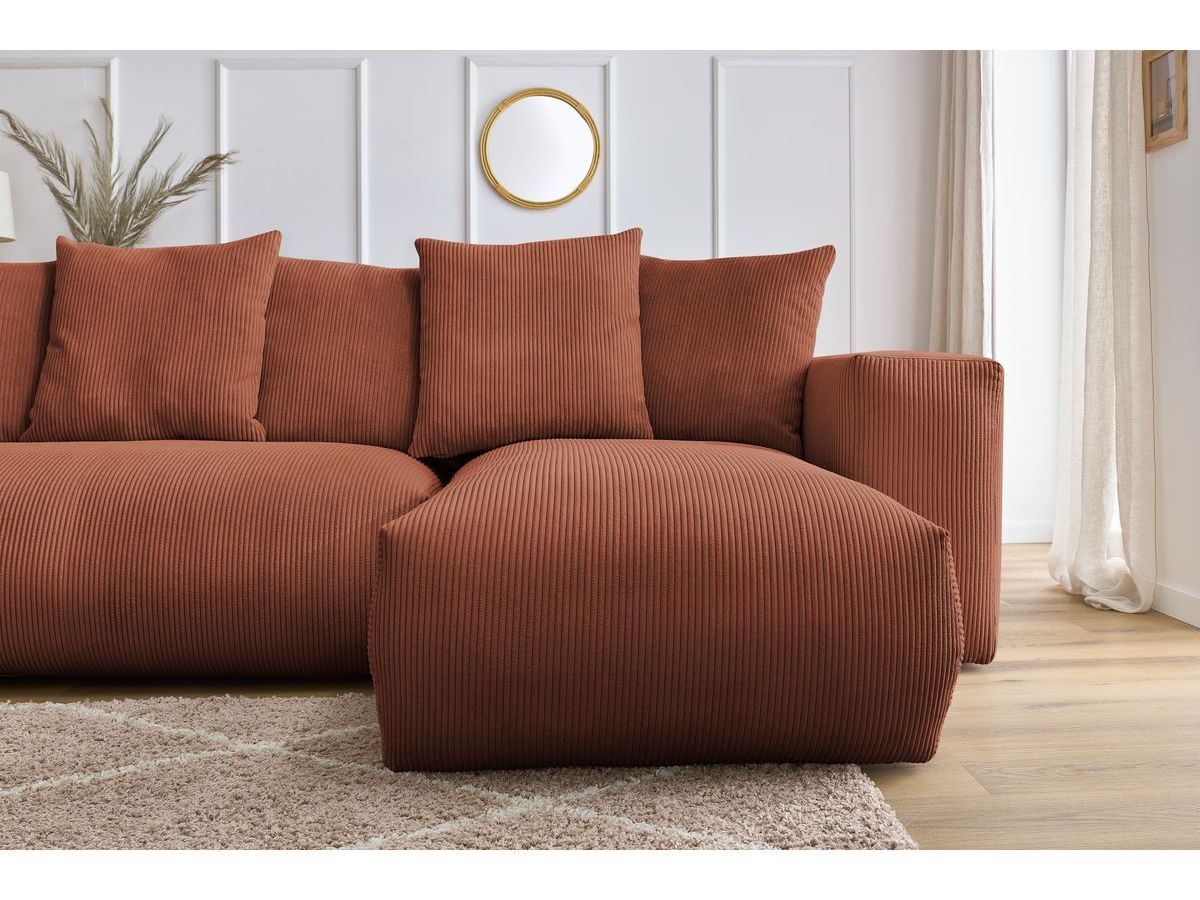 Bobochic Voltaire Wohnlandschaft 356 × 214 cm Cordsamt Orange Ecke rechts