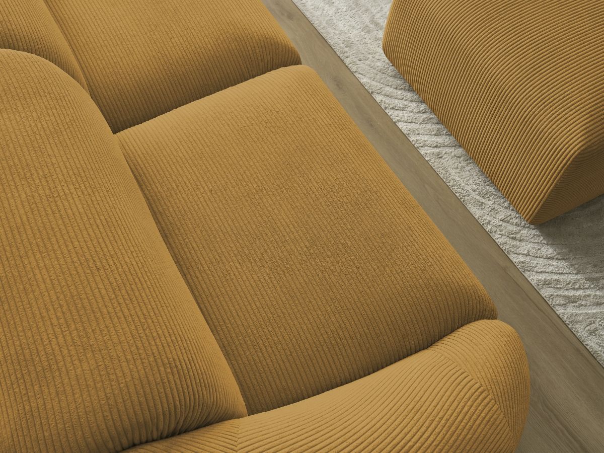 Bobochic Tina Sofa 4-Sitzer mit Pouf Cordsamt Gelb