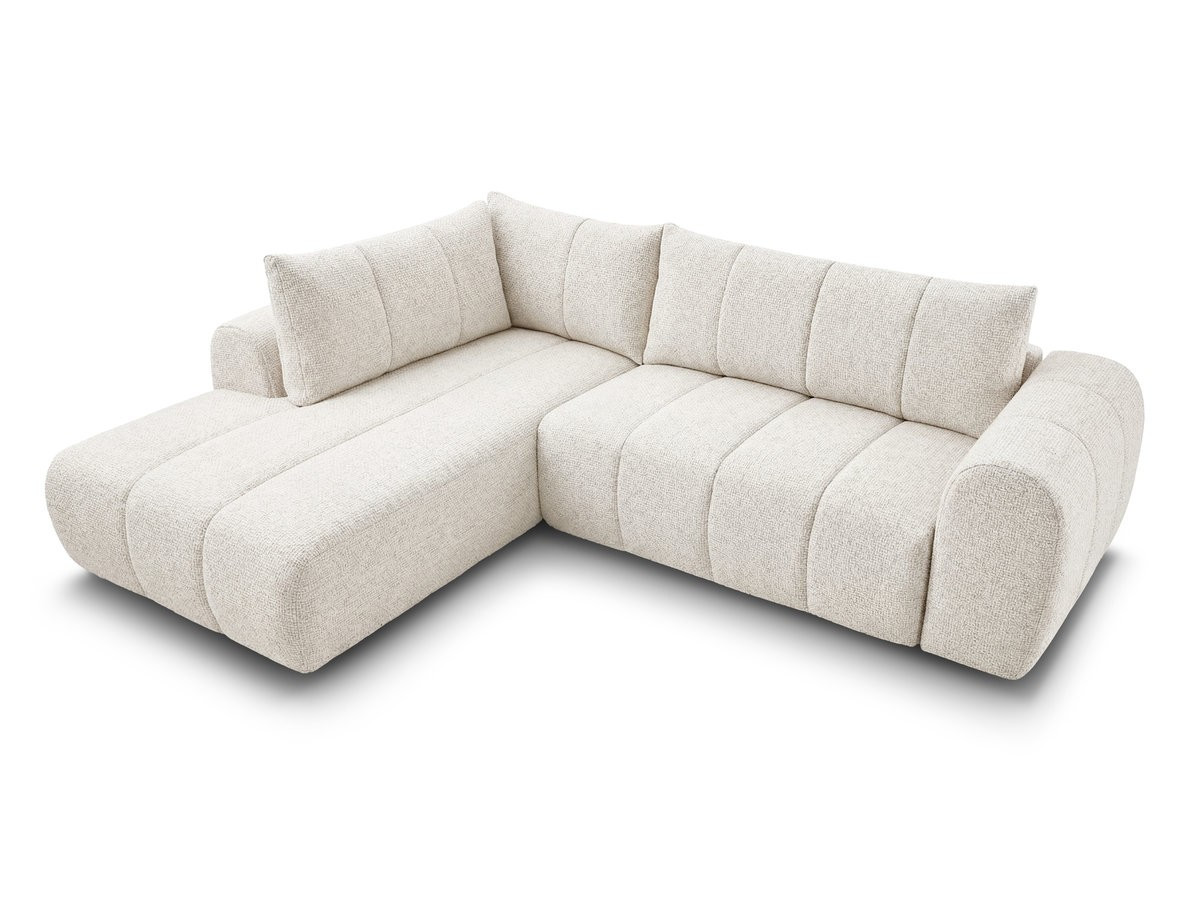 Bobochic Nesty Ecksofa in L-Form, 256 cm Melange-Stoff Beige Ecke links