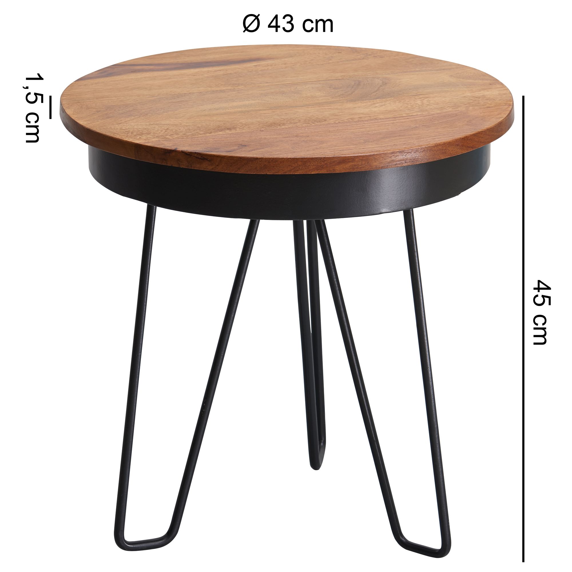 Beistelltisch Hadbjerg Sheesham Massivholz Ø 43 cm