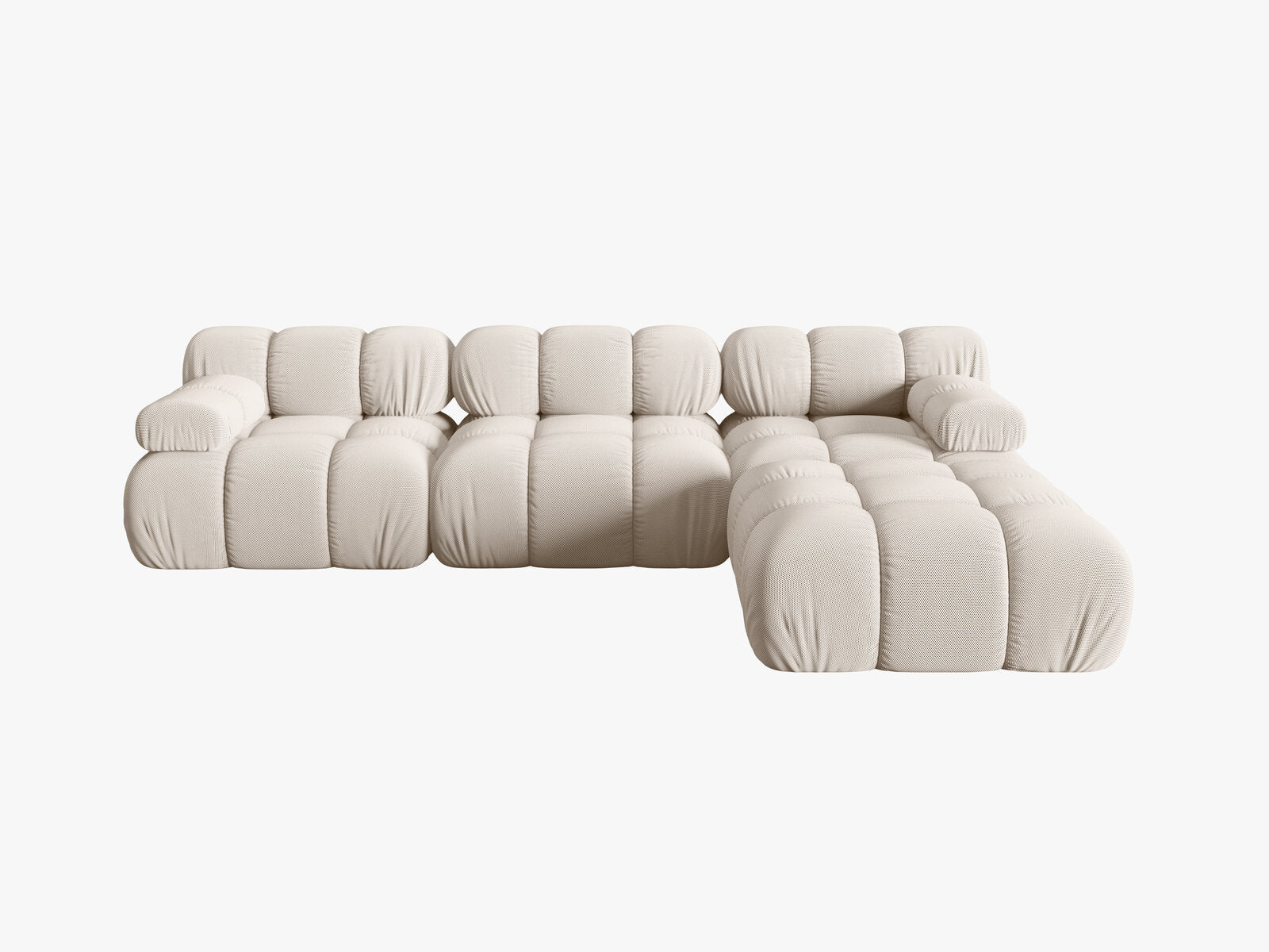 Micadoni Modulares Sofa Bellis 4-Sitzer mit flachem Modul 3D-Stoff Sonic Helles Beige