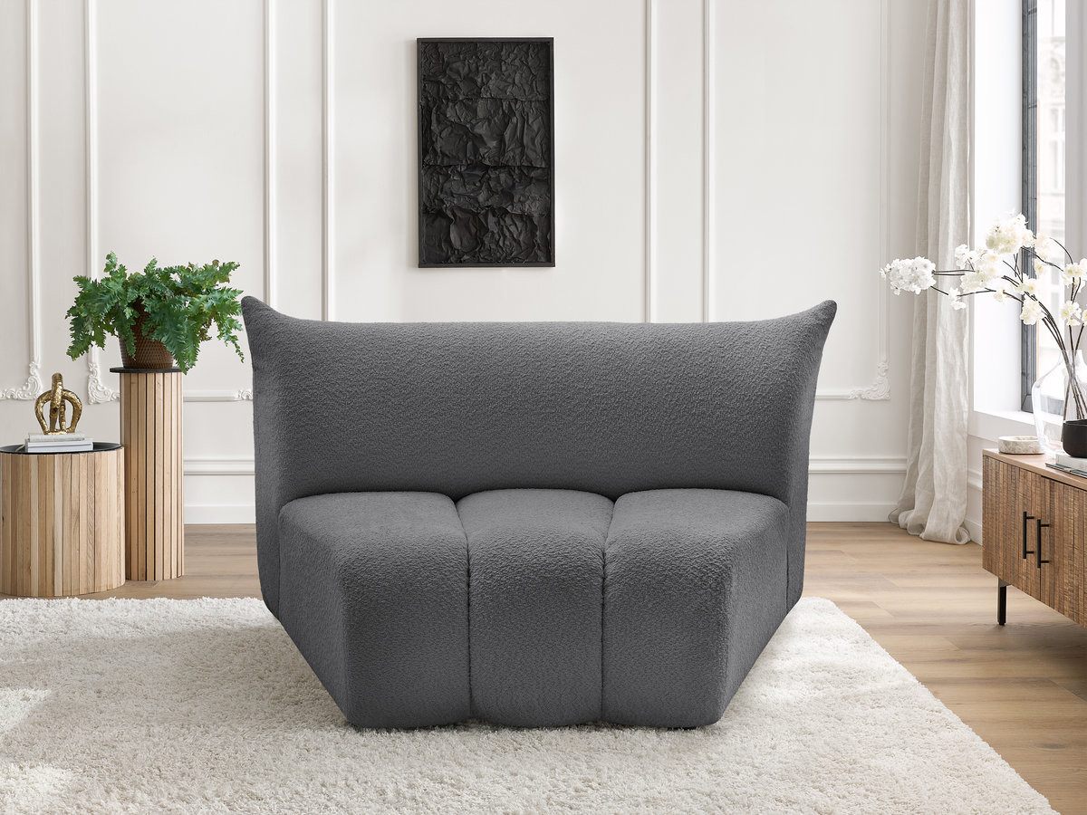 Bobochic Azra Sofamodul 1-Sitzer Bouclé-Stoff Dunkelgrau