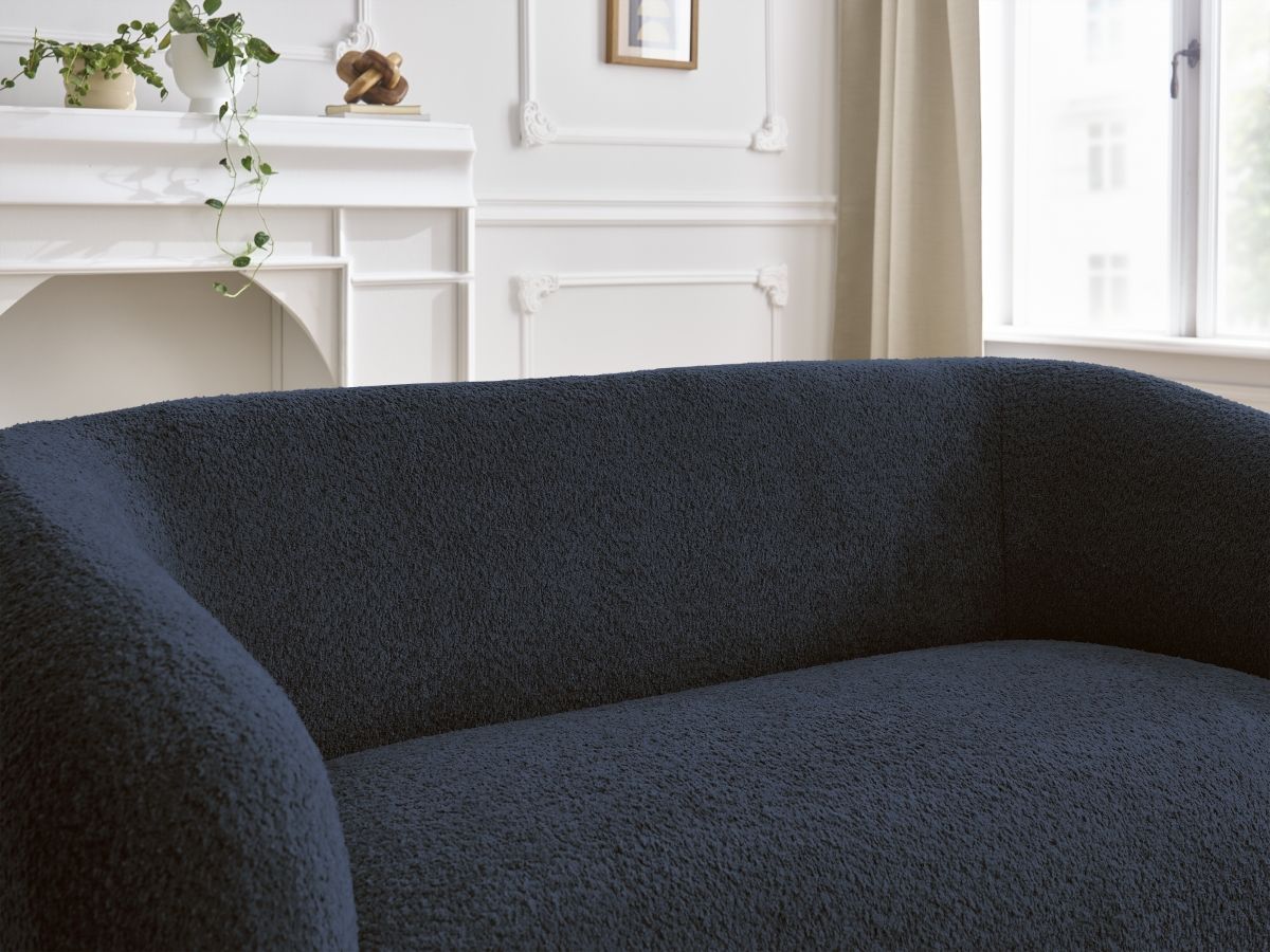 Bobochic Celine Sofa 2-Sitzer Bouclé-Stoff Dunkelblau