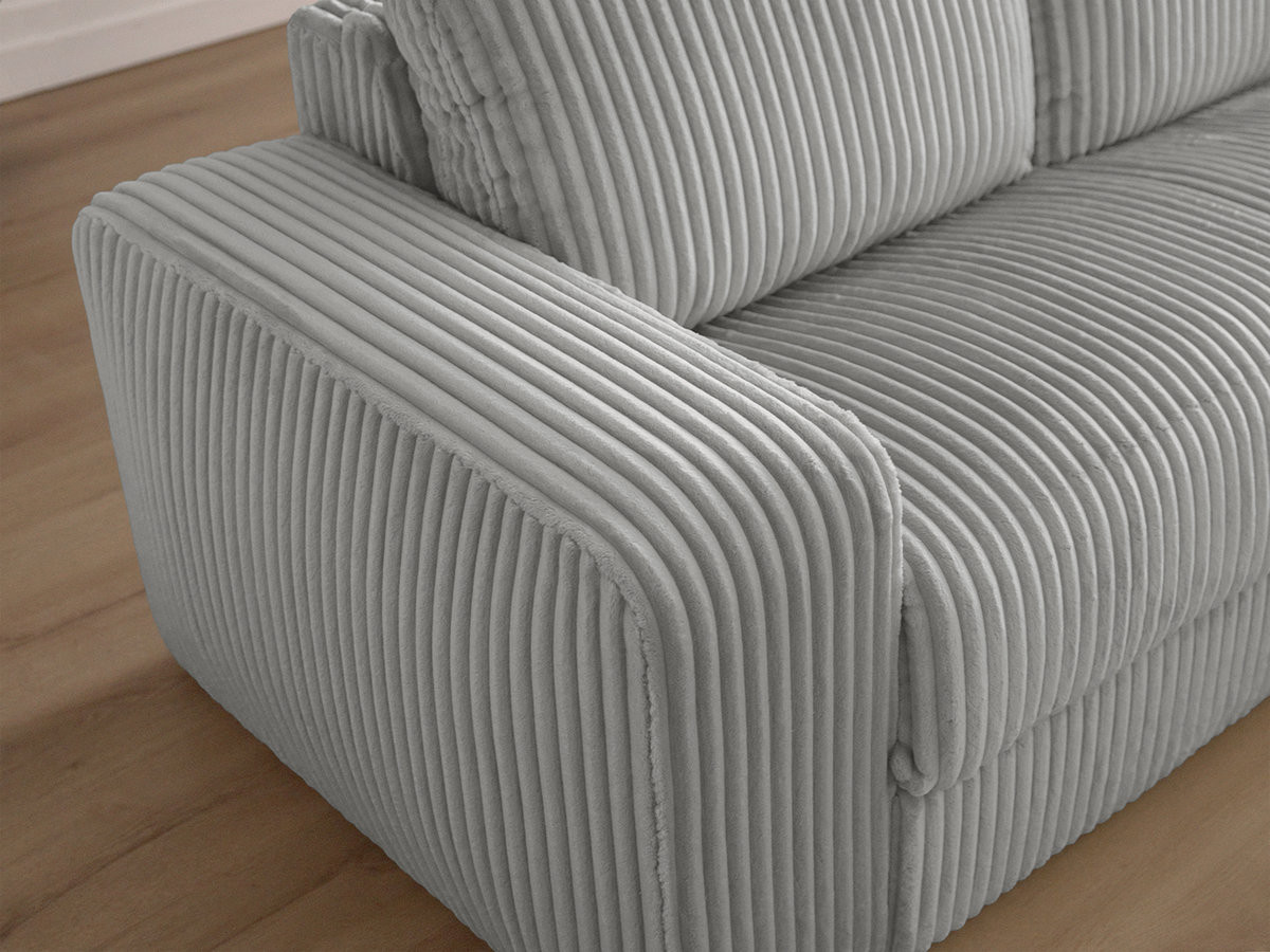 Bobochic Ibiza Schlafsofa 3-Sitzer Cordsamt Hellgrau, Liegefläche 160 × 196 cm