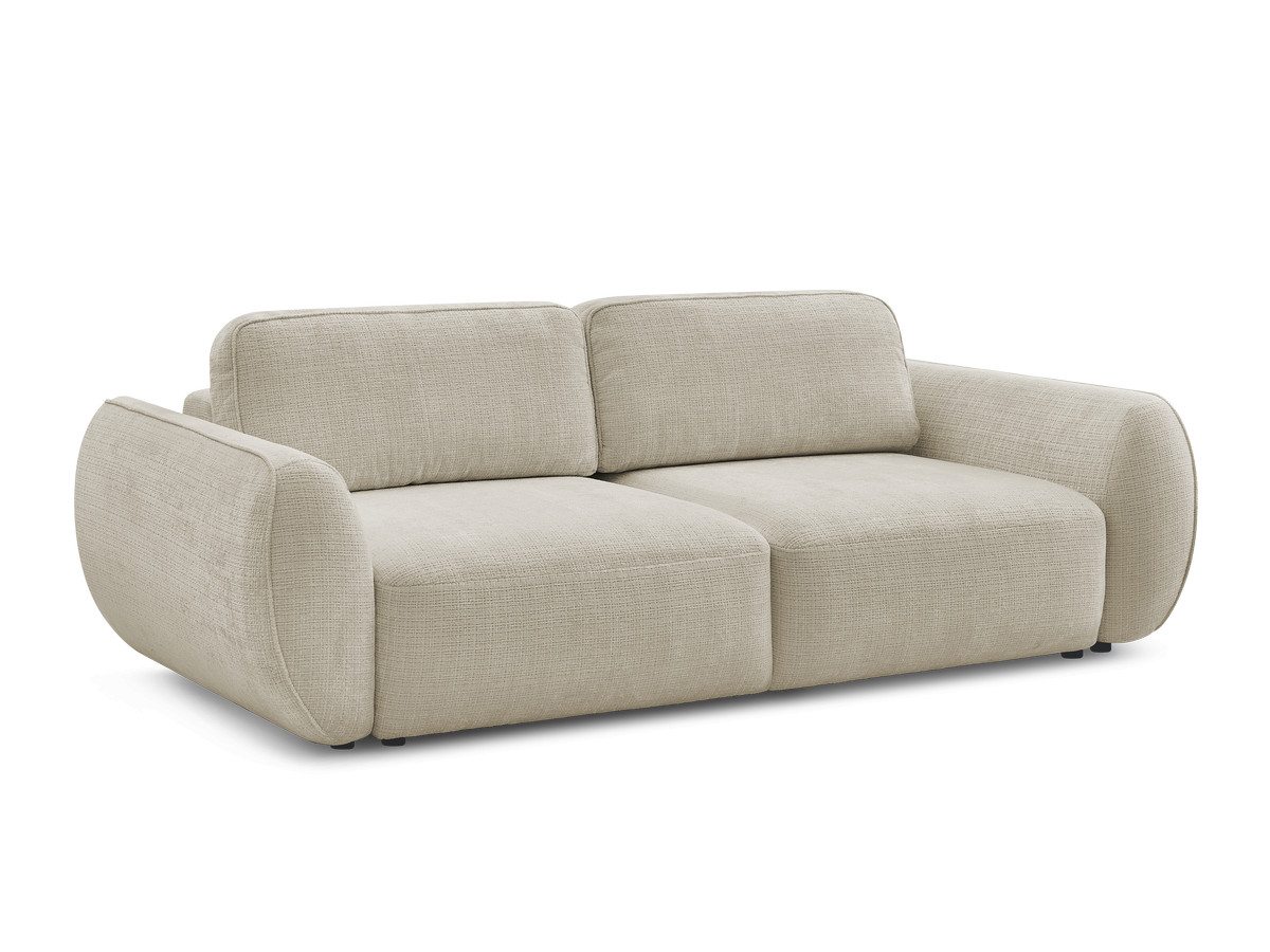 Bobochic Denise Schlafsofa 3-Sitzer mit Bettkasten Strukturstoff Beige