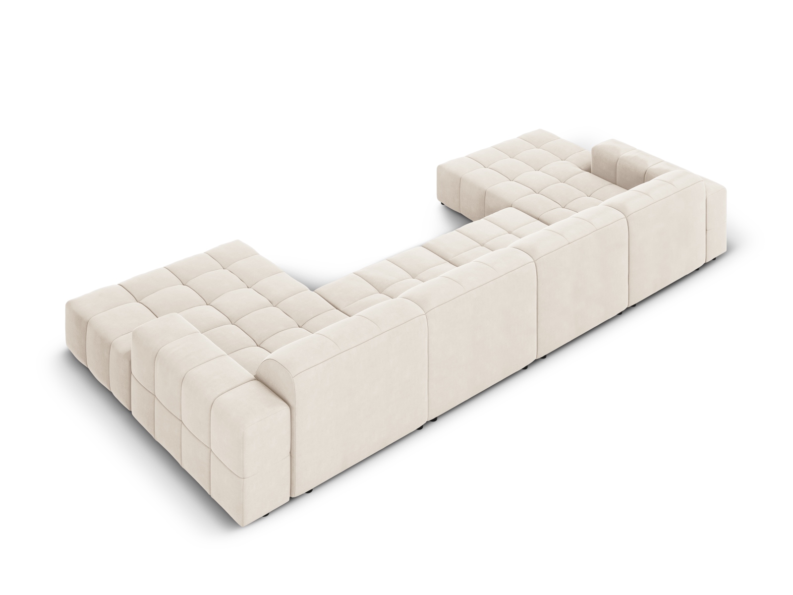 Cosmopolitan Design Panoramasofa Chicago 6-Sitzer Samt Bluvel Helles Beige