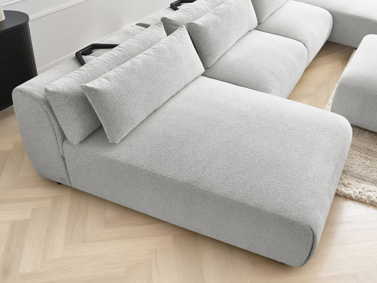 Bobochic Jana Wohnlandschaft mit kleinem Pouf Melange-Stoff Hellgrau
