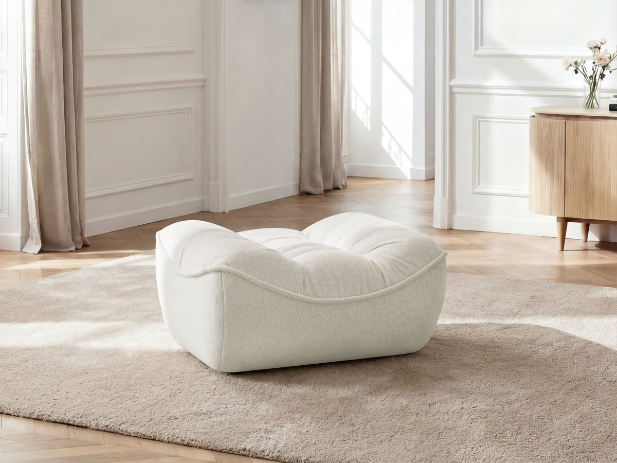 Bobochic Serena Pouf Melange-Stoff Weiß