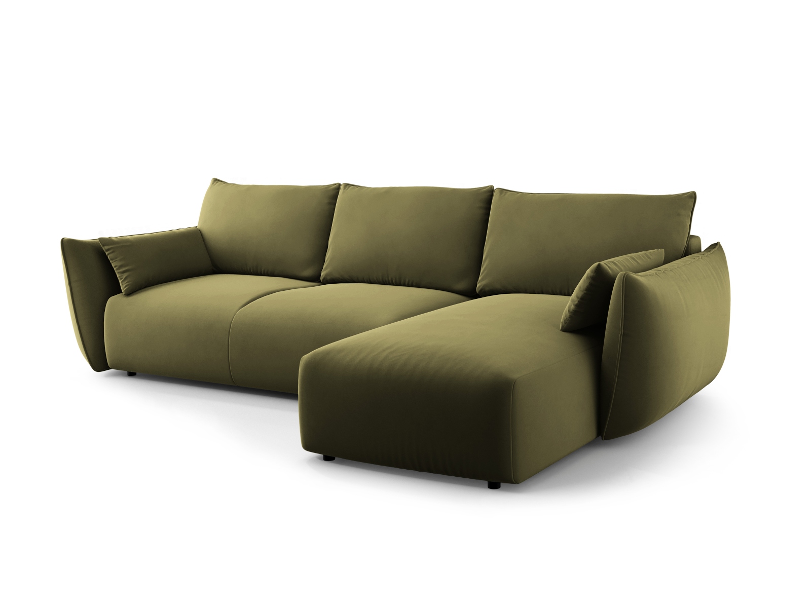 Cosmopolitan Design Ecksofa Matera 4-Sitzer mit Schlaffunktion Samt Salvador Grün Rechts