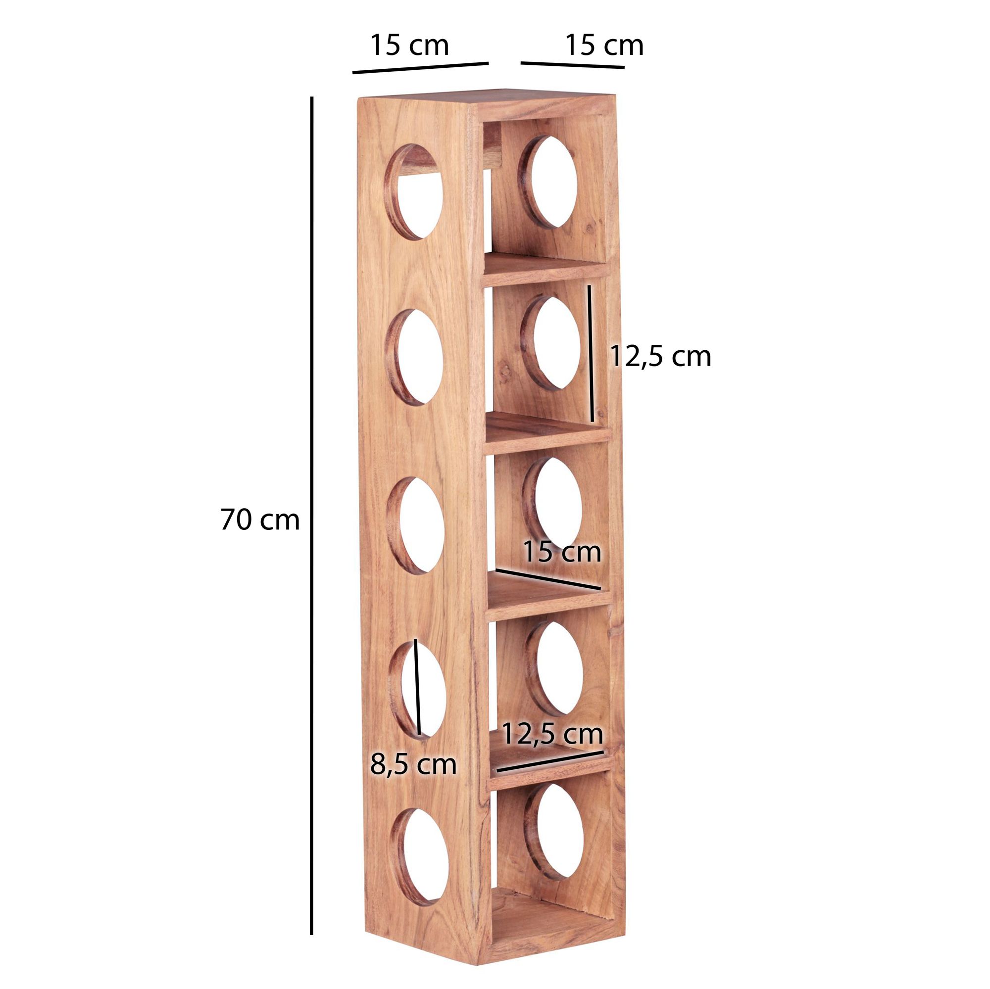 Standregal Aalvik Massivholz Akazie 15 × 15 × 70 cm