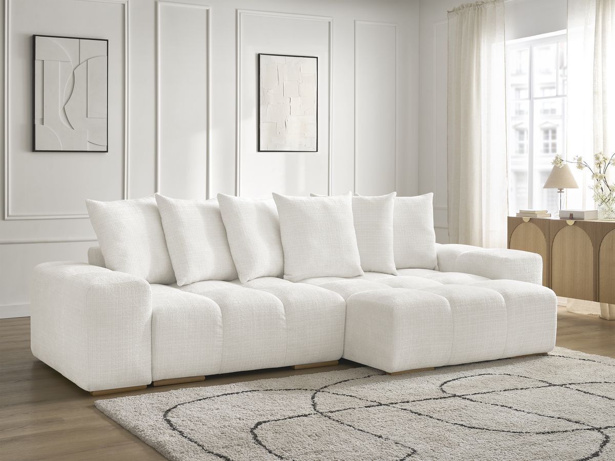 Bobochic Anakin Ecksofa mit Schlaffunktion und Bettkasten Strukturstoff Weiß