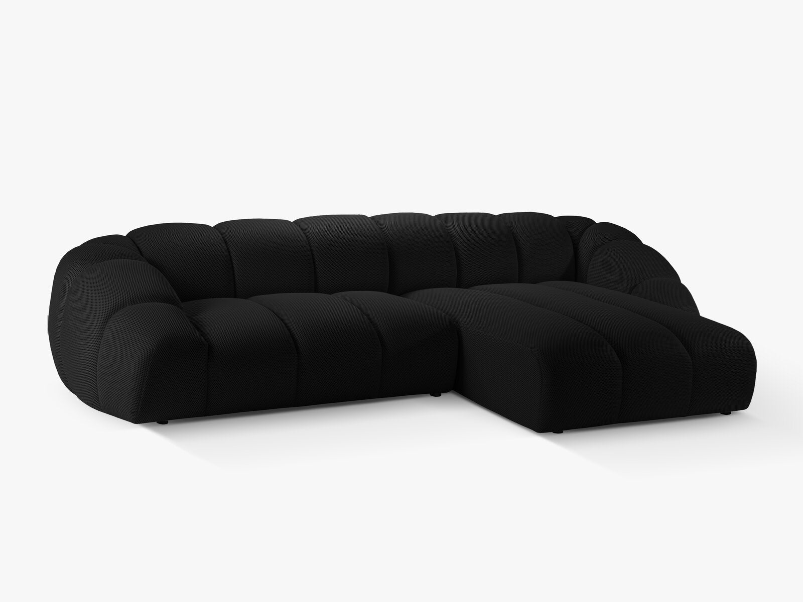 Micadoni Ecksofa Diana 4-Sitzer Rechts 3D-Stoff Schwarz