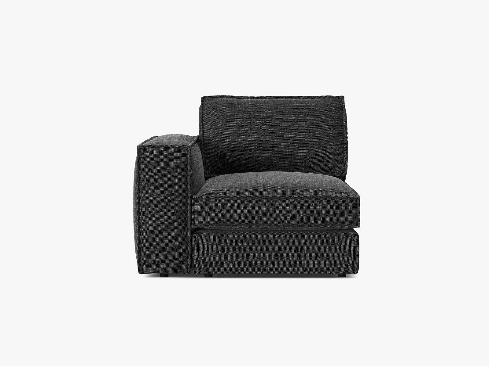 Micadoni Eckmodul mit Armlehne Pola Links Strukturierter Stoff Babel Schwarz