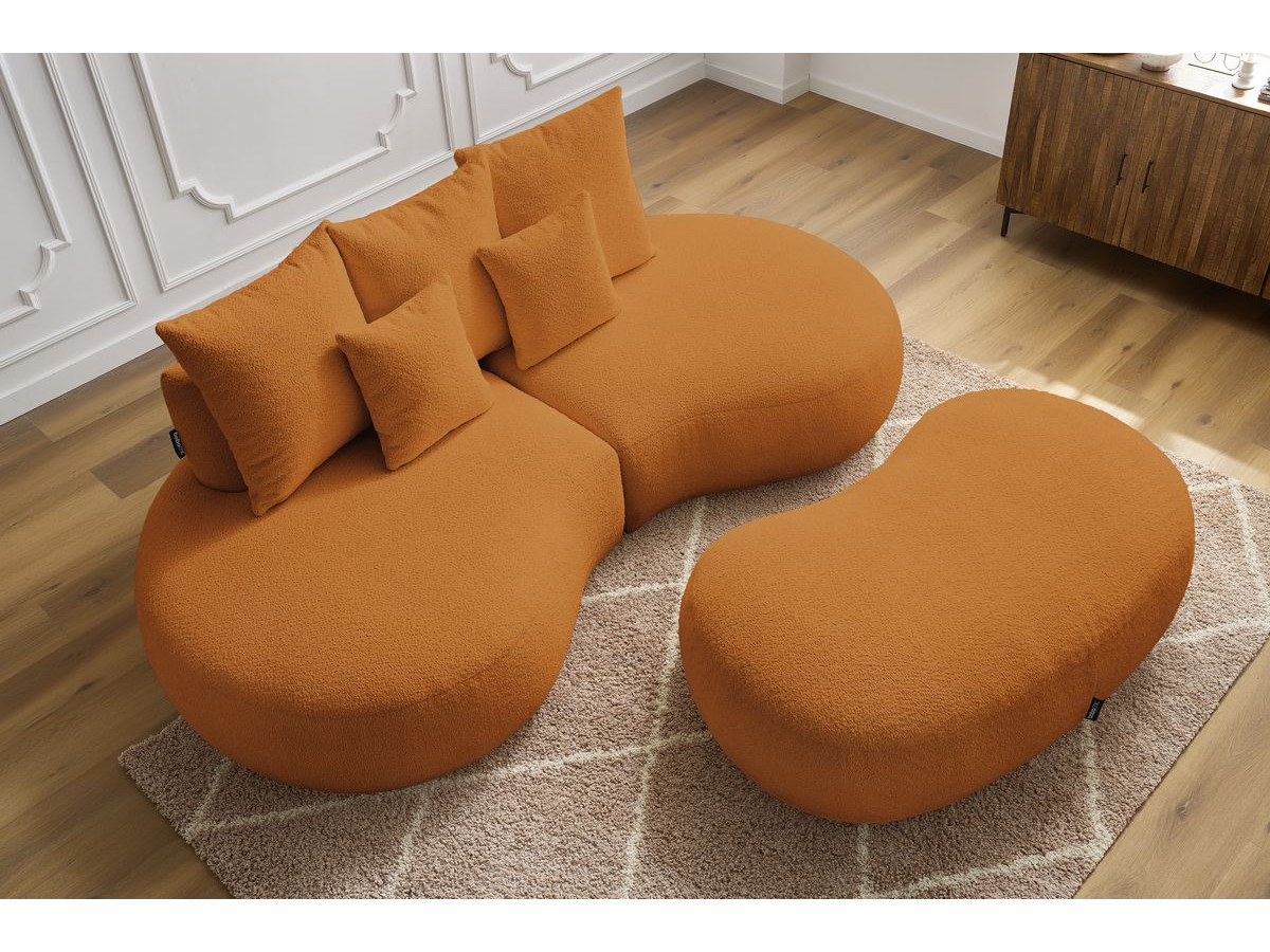 Bobochic Saint-germain Sofa 5-Sitzer mit Pouf Bouclé-Stoff Gelb