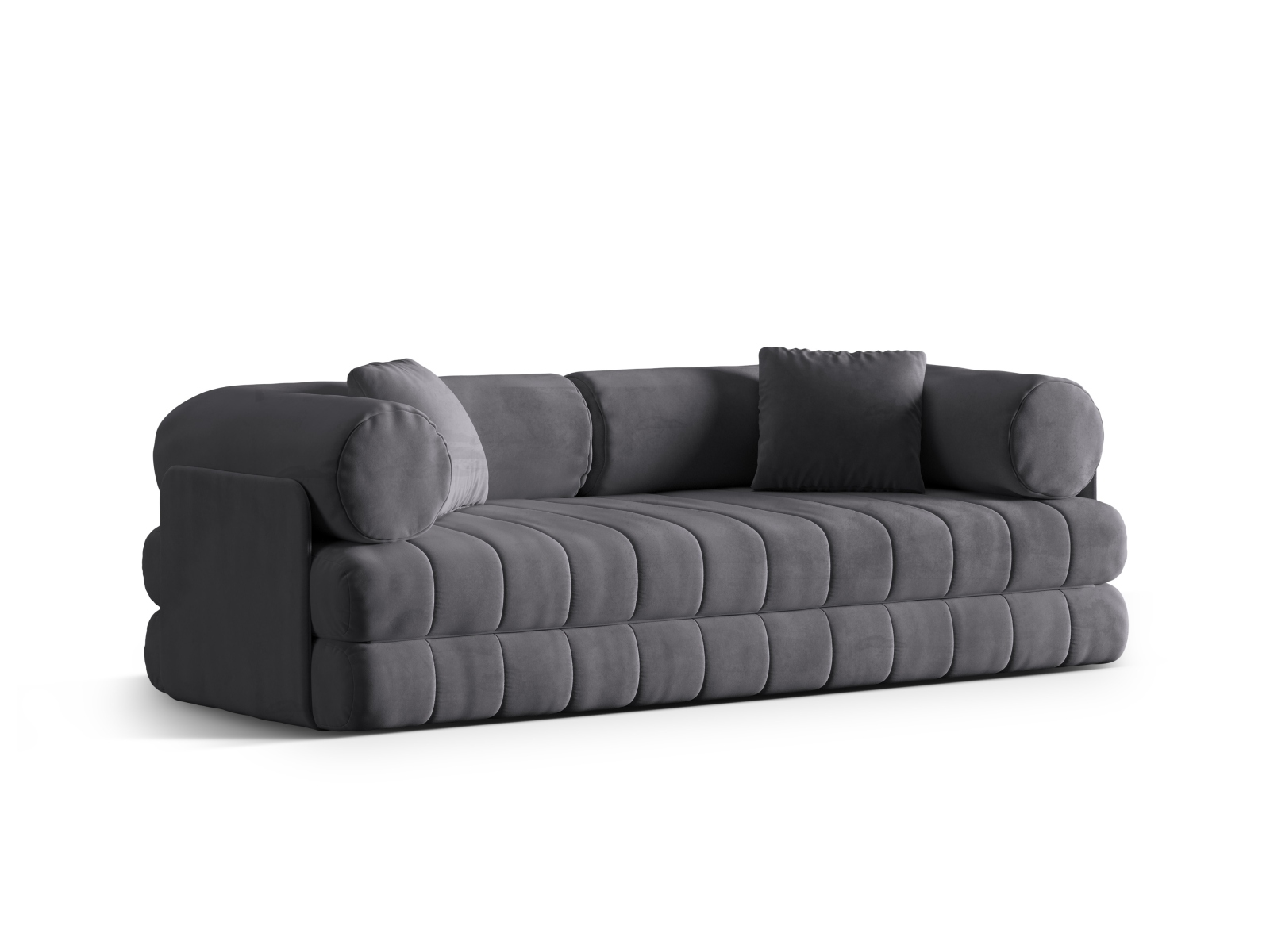 Cosmopolitan Design Schlafsofa Kemi 3-Sitzer Samt Salvador Dunkelgrau