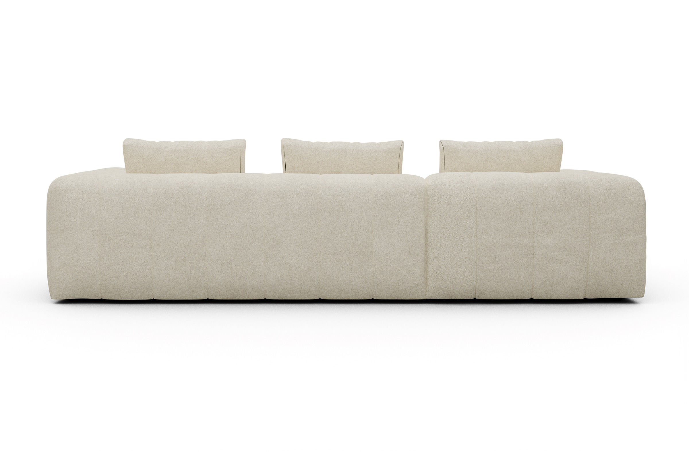 Ecksofa Hugo 2,5-Sitzer Armlehne rechts mit Chaiselongue Boucle-Off-White
