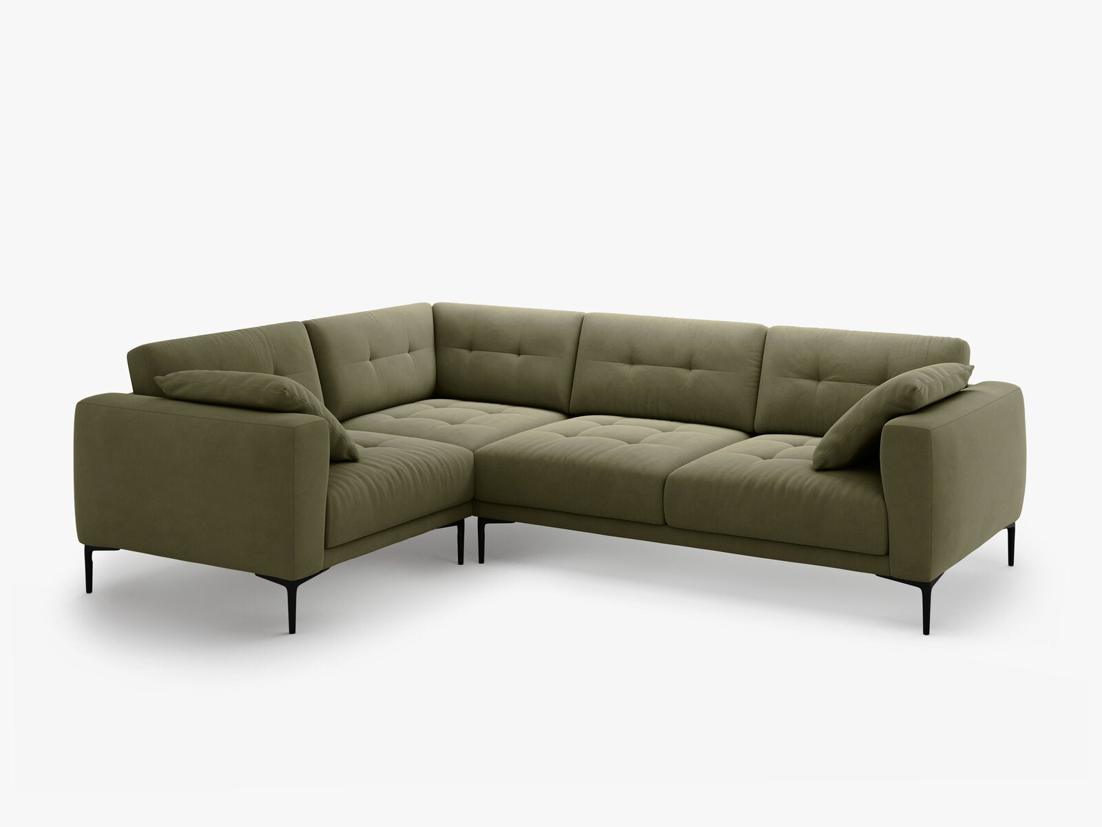 Micadoni Ecksofa Bemy 4-Sitzer Links Samt Grün