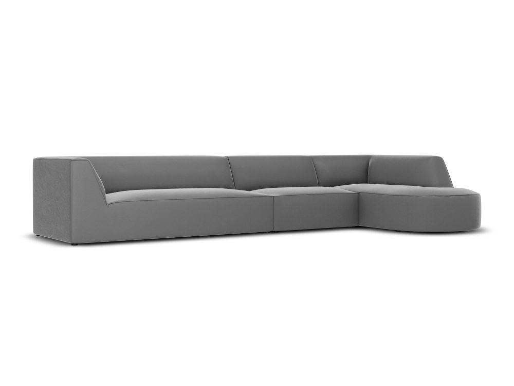 Cosmopolitan Design Ecksofa Siena 5-Sitzer abgerundet Samt Salvador Grau Rechts
