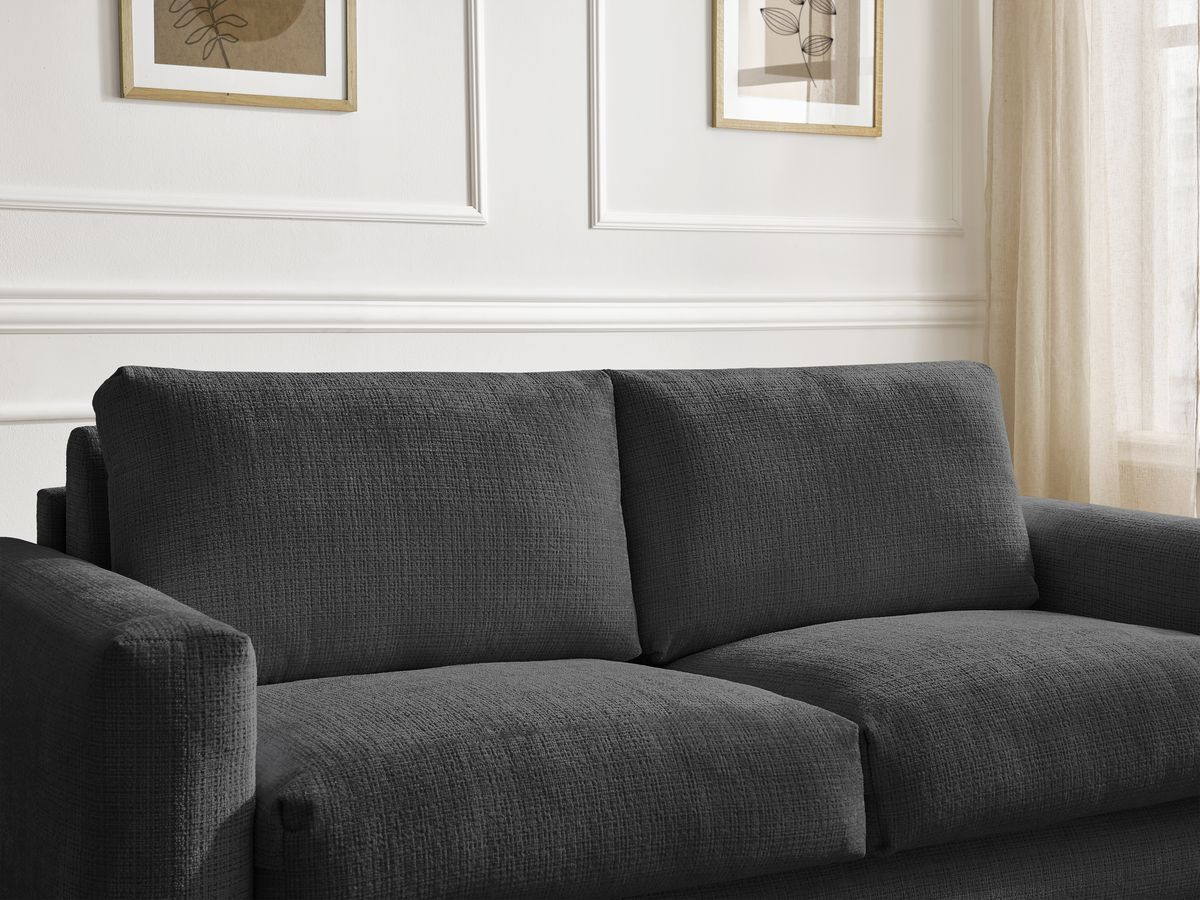 Bobochic Cocoone Schlafsofa 3-Sitzer Strukturstoff Schwarz, Liegefläche 140 × 200 cm
