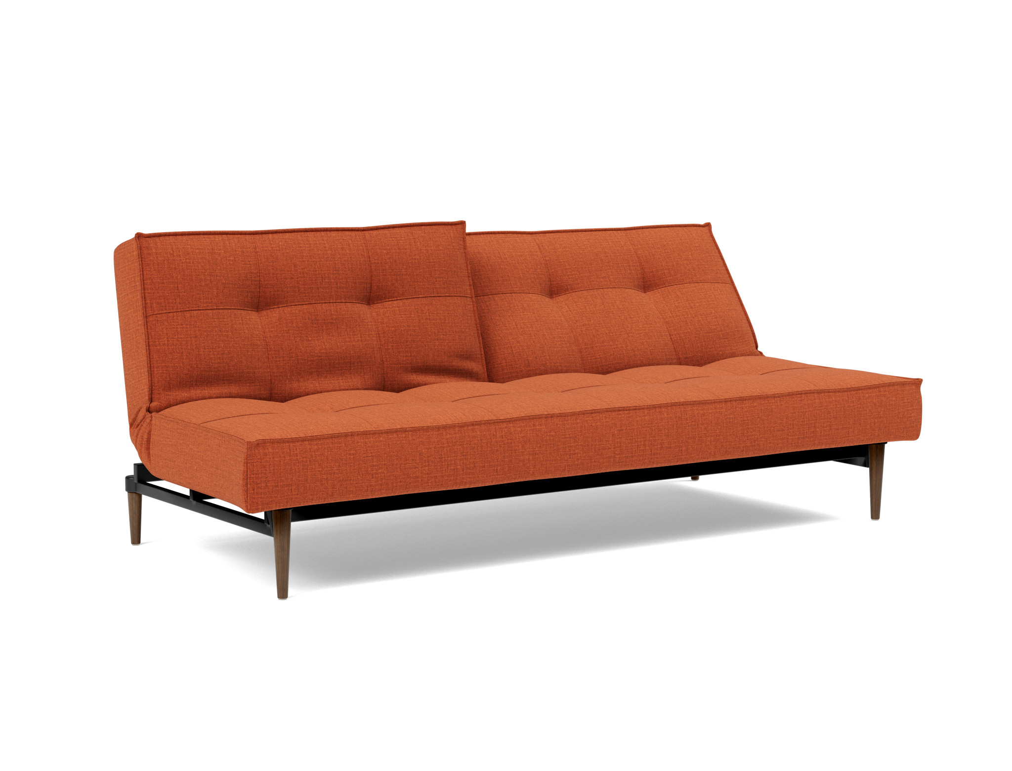 Schlafsofa Splitback Chenille Esina 412-Rust-Orange Beine Styletto Eiche dunkel