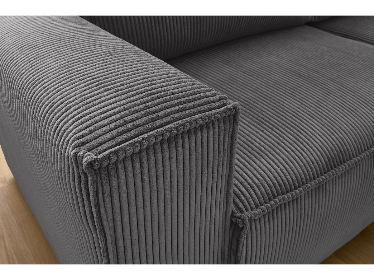 Bobochic Nihad Ecksofa Cordsamt Dunkelgrau Ecke rechts