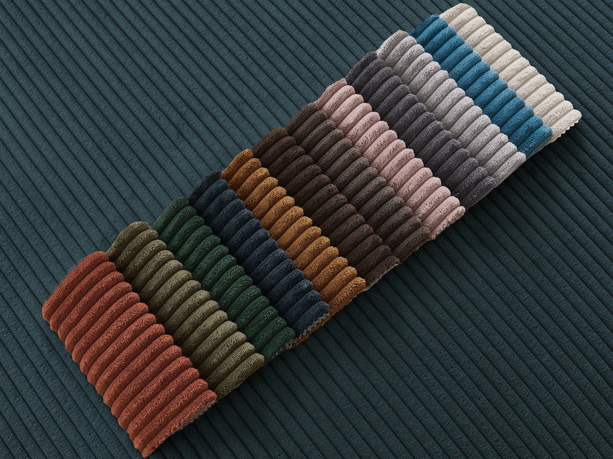 Bobochic Enore Ecksofa 330 × 157 cm Cordsamt Dunkelblau Ecke links