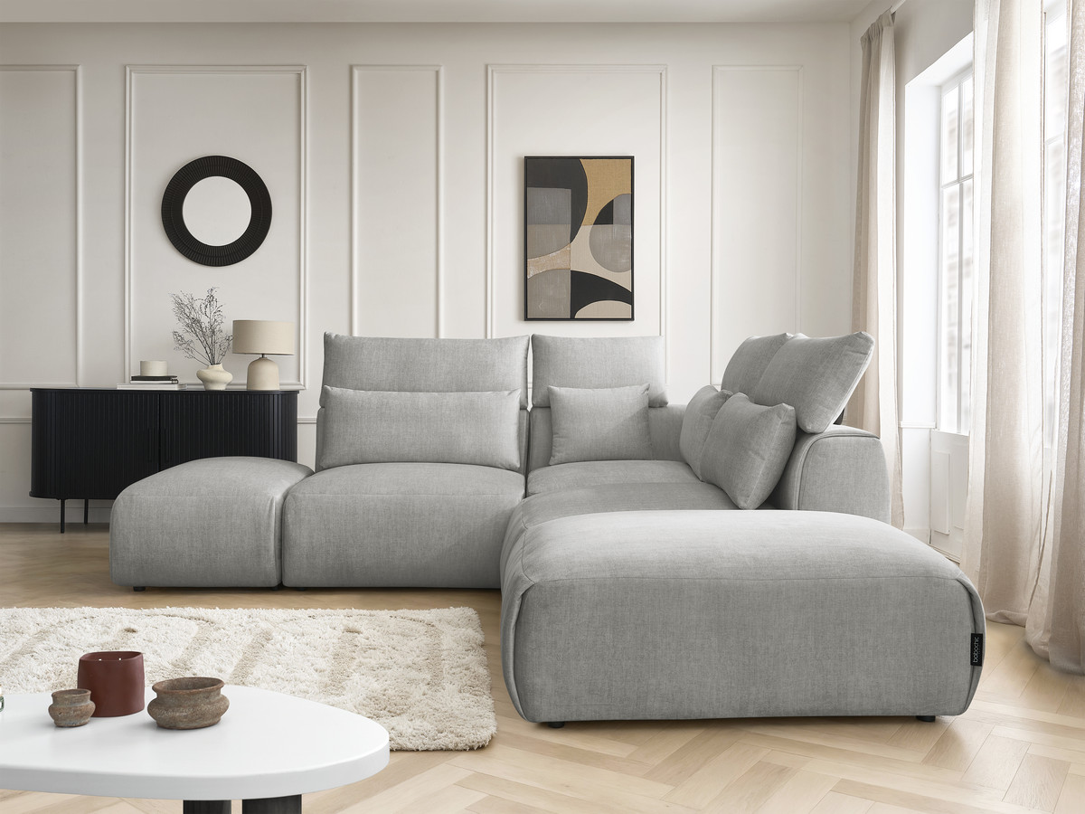 Bobochic Jana Ecksofa Samt Hellgrau