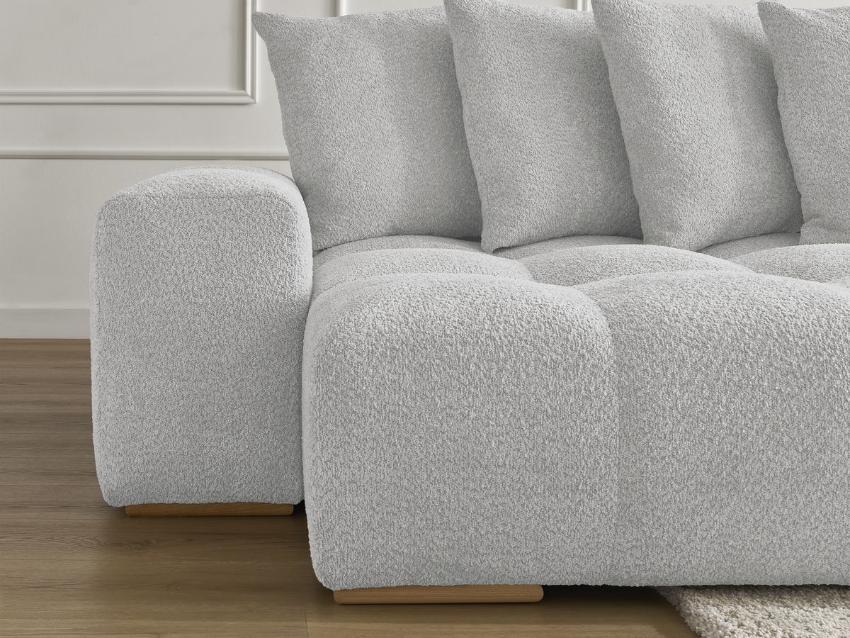 Bobochic Anakin Wohnlandschaft, 10 Kissen Bouclé-Stoff Hellgrau