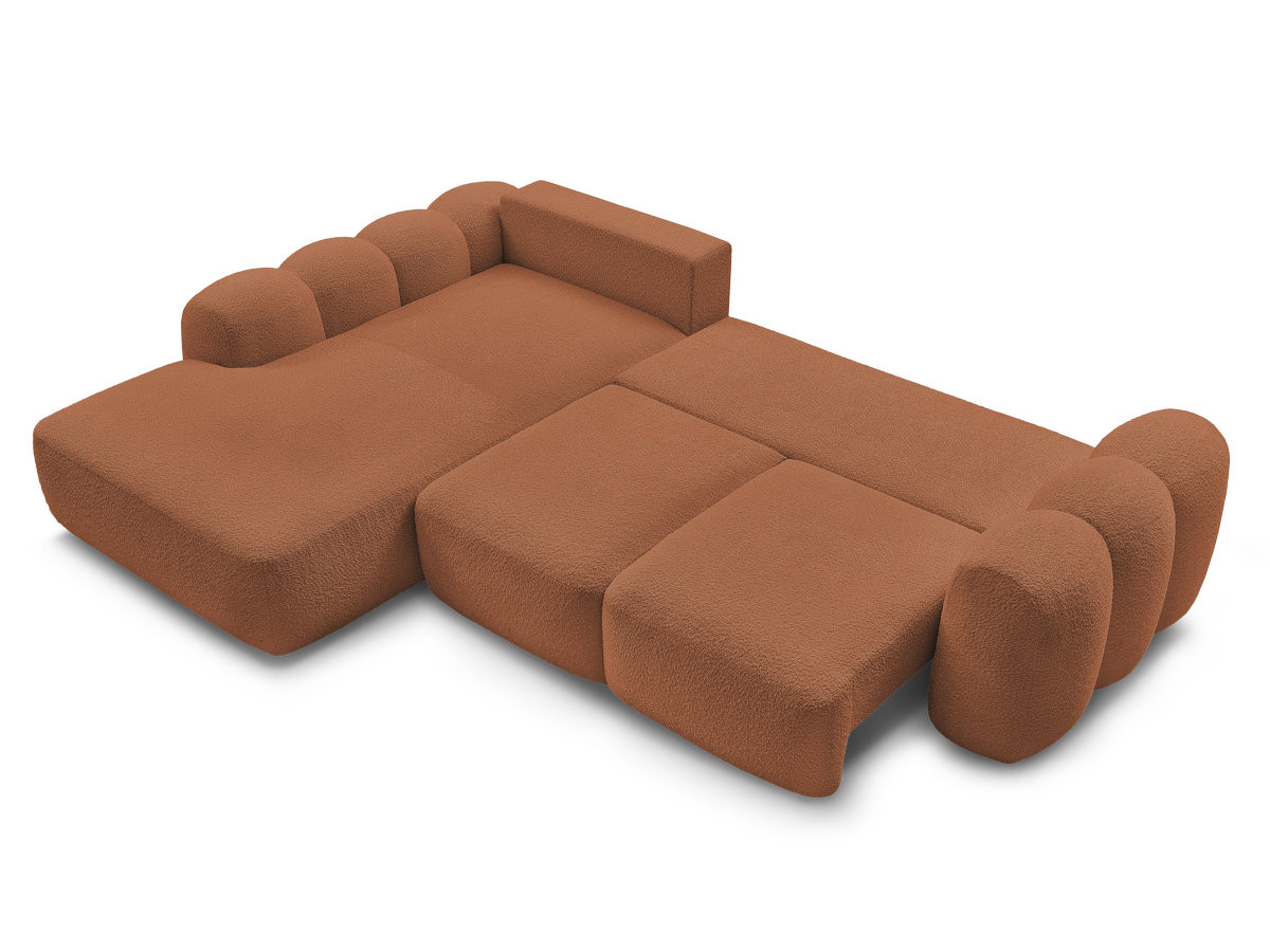 Bobochic Montaigne Ecksofa mit Schlaffunktion und Bettkasten 288 × 196 cm Bouclé-Stoff Orange Ecke links