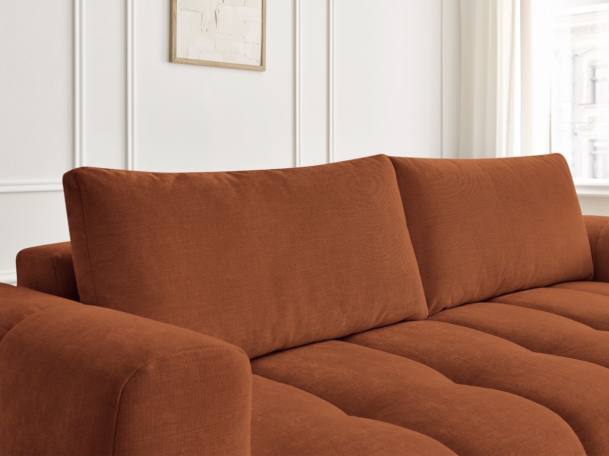 Bobochic Fuji Schlafsofa 3-Sitzer mit Bettkasten Stoff Orange