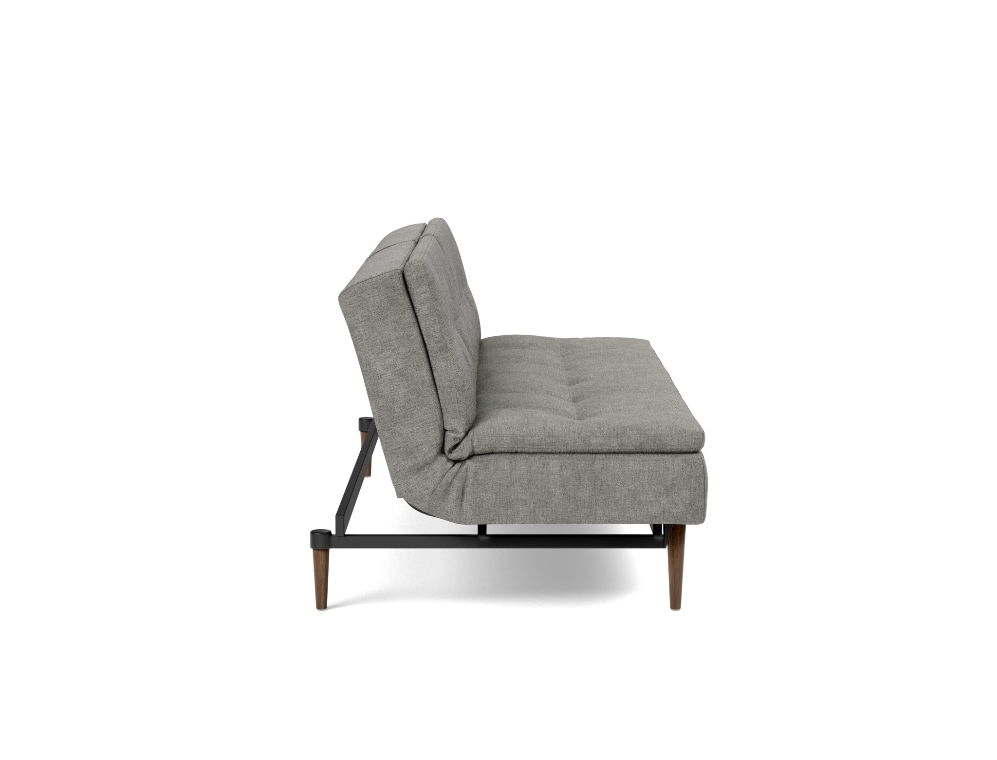 Schlafsofa Dublexo Flachgewebe Avella 282-Warm-Grey Beine Styletto Eiche dunkel