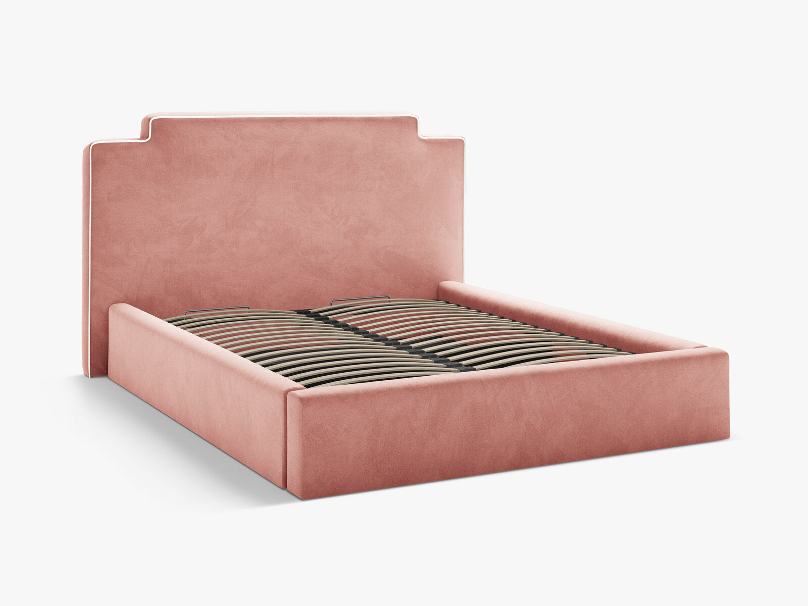 Micadoni Princess Samtbett mit Bettkasten und Kopfteil Samt Magic Velvet Elfenbein / Rosa 180x200