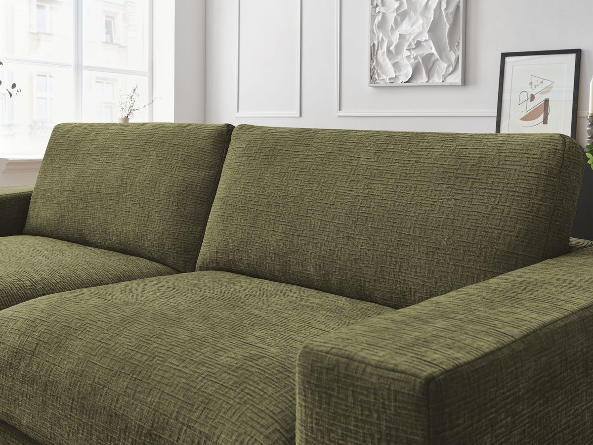 Bobochic Leonard Ecksofa 274 × 159 cm Strukturstoff Grün Ecke links