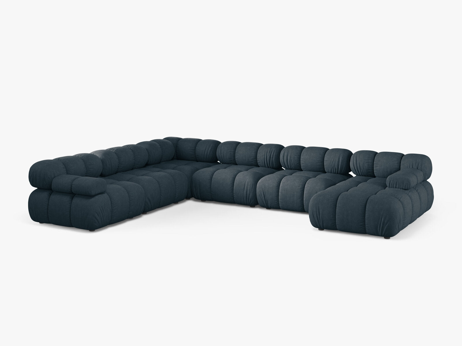 Micadoni Modulares Panorama Ecksofa Bellis 8-Sitzer Links Strukturierter Stoff Liberty Dunkel Petrol