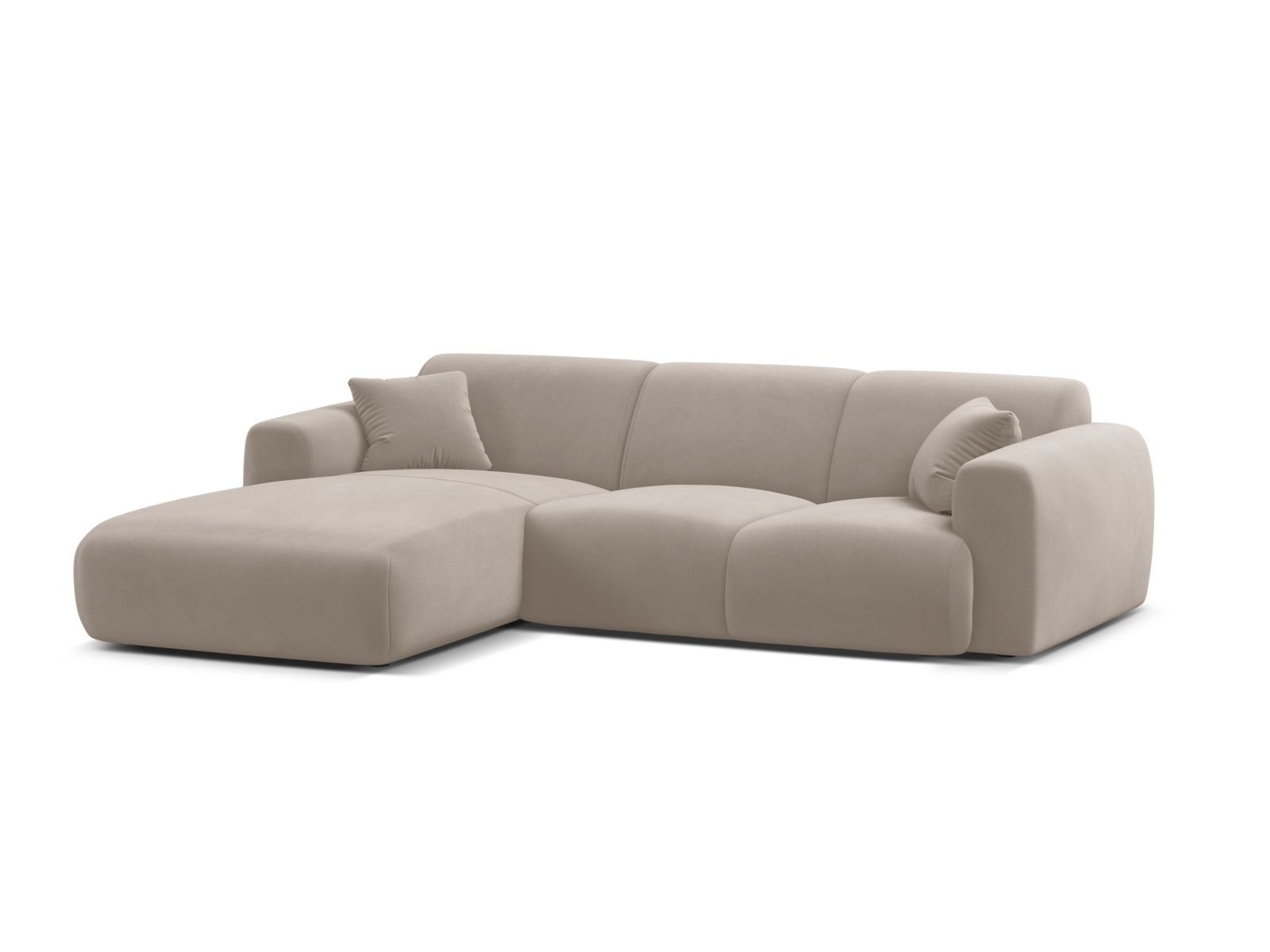Micadoni Ecksofa Molino 4-Sitzer Links Samt Casino Helles Beige