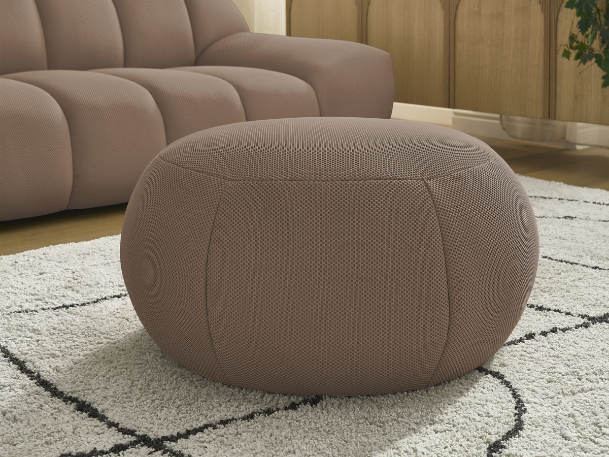 Bobochic Hayden Sofa 4-Sitzer mit Pouf Mesh-Stoff Braun