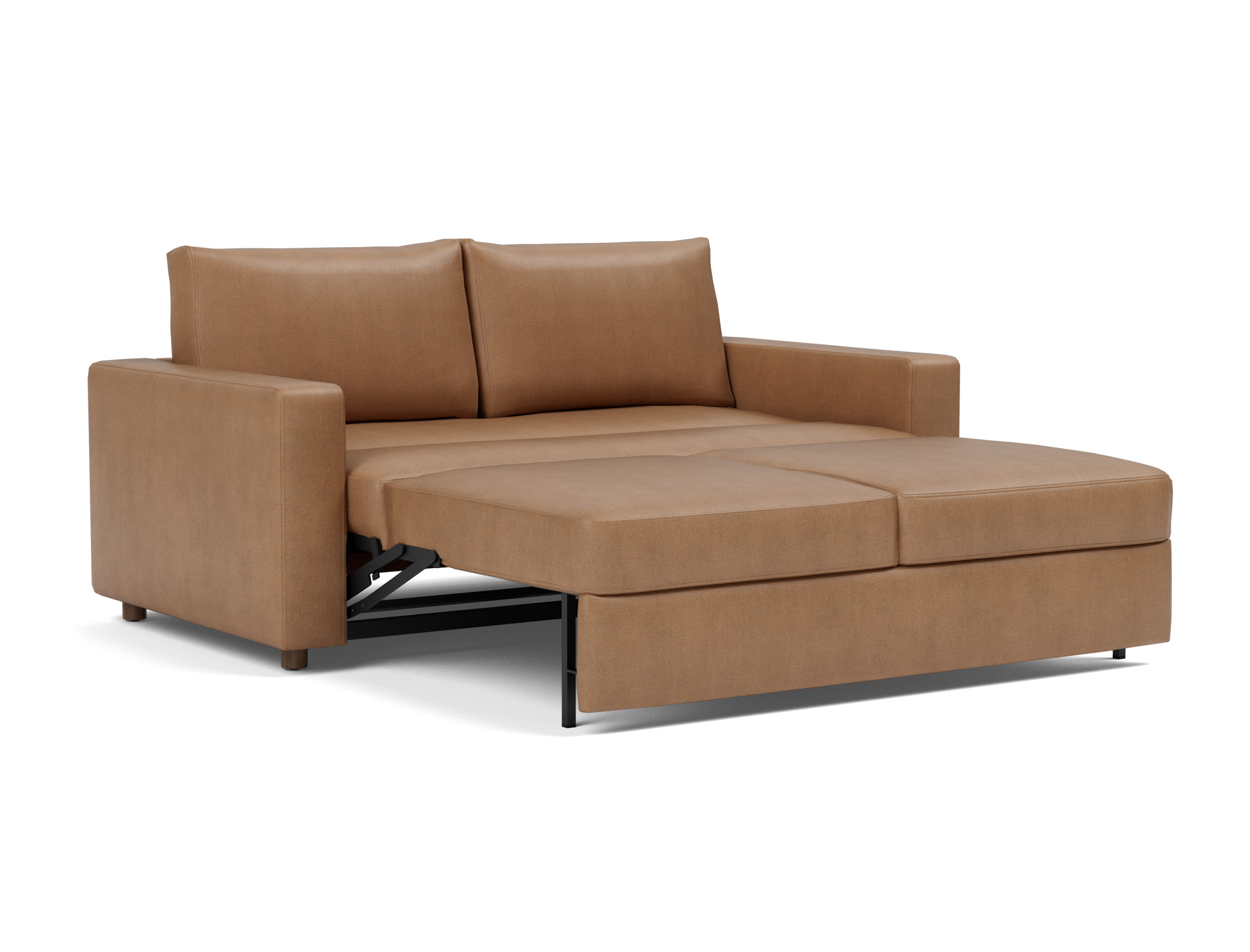 Schlafsofa Neah mit Standard-Armlehnen 160 Lederoptik Faunal 551-Brown