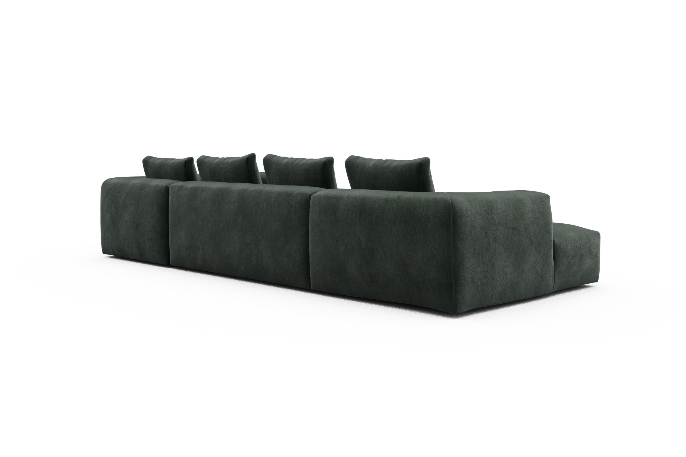 Wohnlandschaft Fred Chaiselongue links mit 2-Sitzer und lange Armlehne rechts Smooth-Laurel-Green