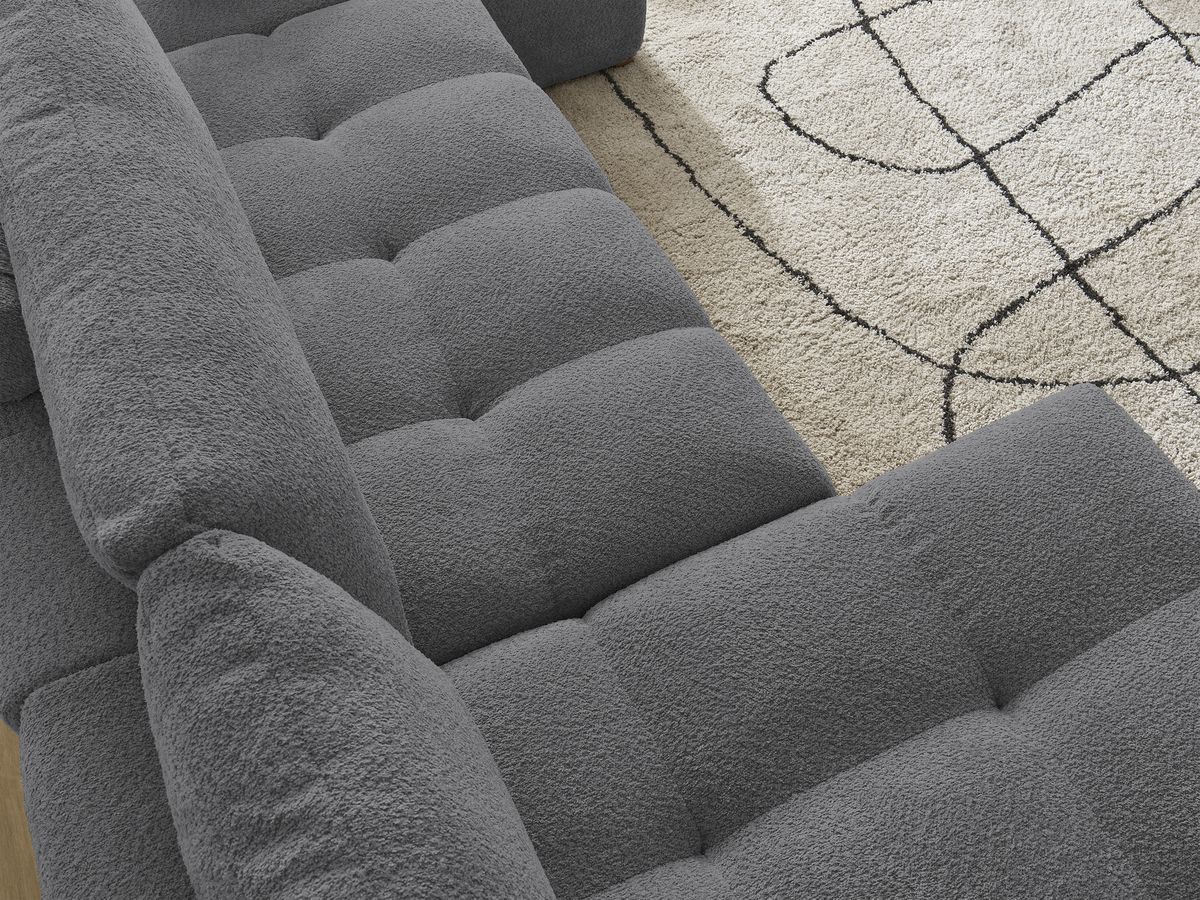 Bobochic Anakin Wohnlandschaft, 3 Kissen Bouclé-Stoff Dunkelgrau