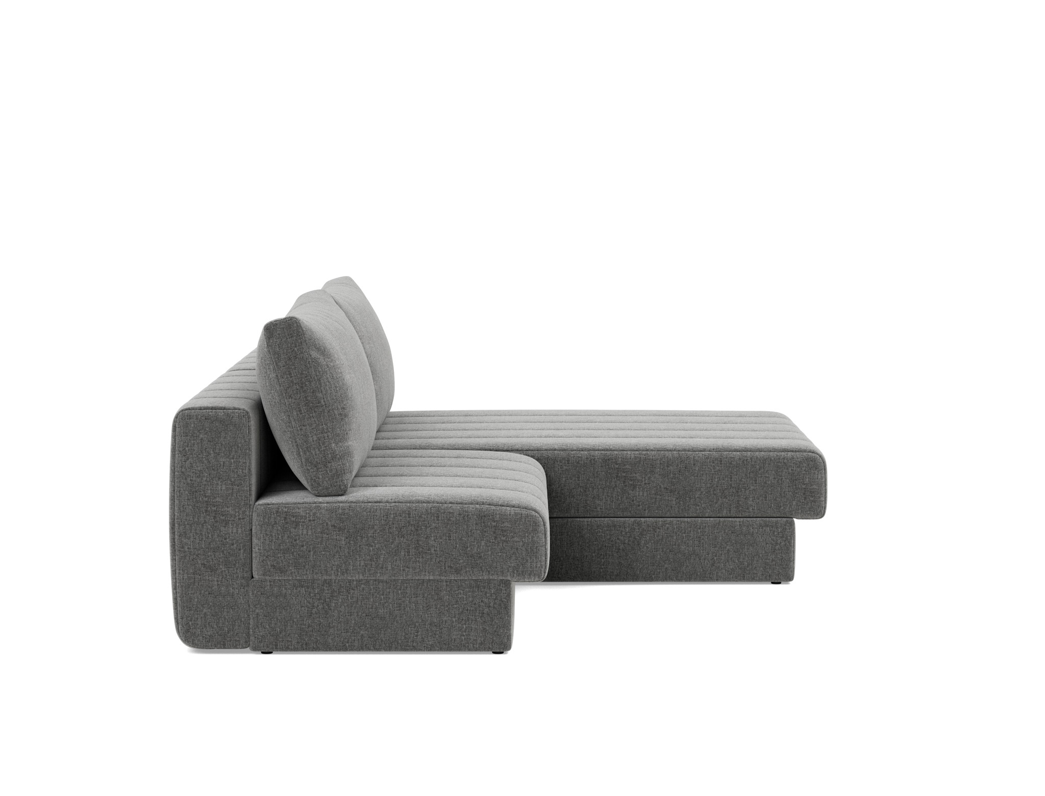 Schlafsofa Akello mit Chaiselongue Strukturierter Stoff Twist 563-Charcoal