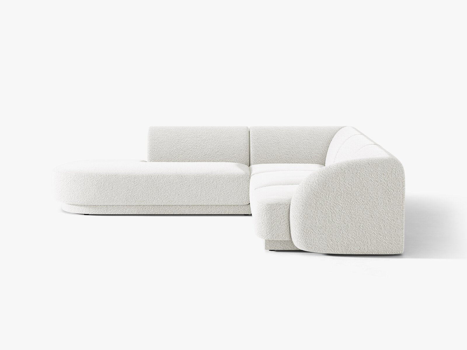 Micadoni Ecksofa Miley 6-Sitzer Links Boucle Baloo Weiß