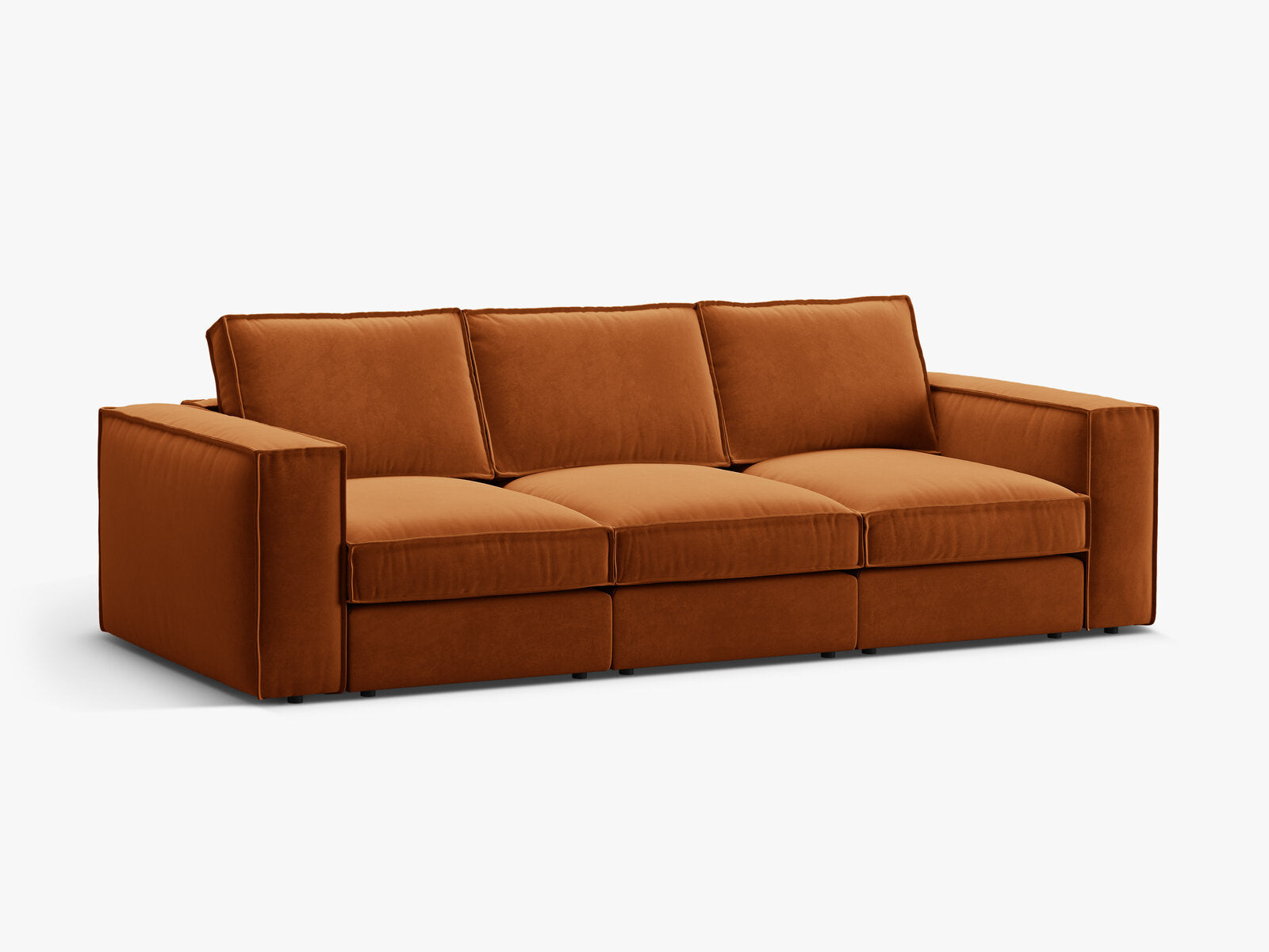 Micadoni modulares Sofa Pola 4-Sitzer Samt Salvador Terrakotta