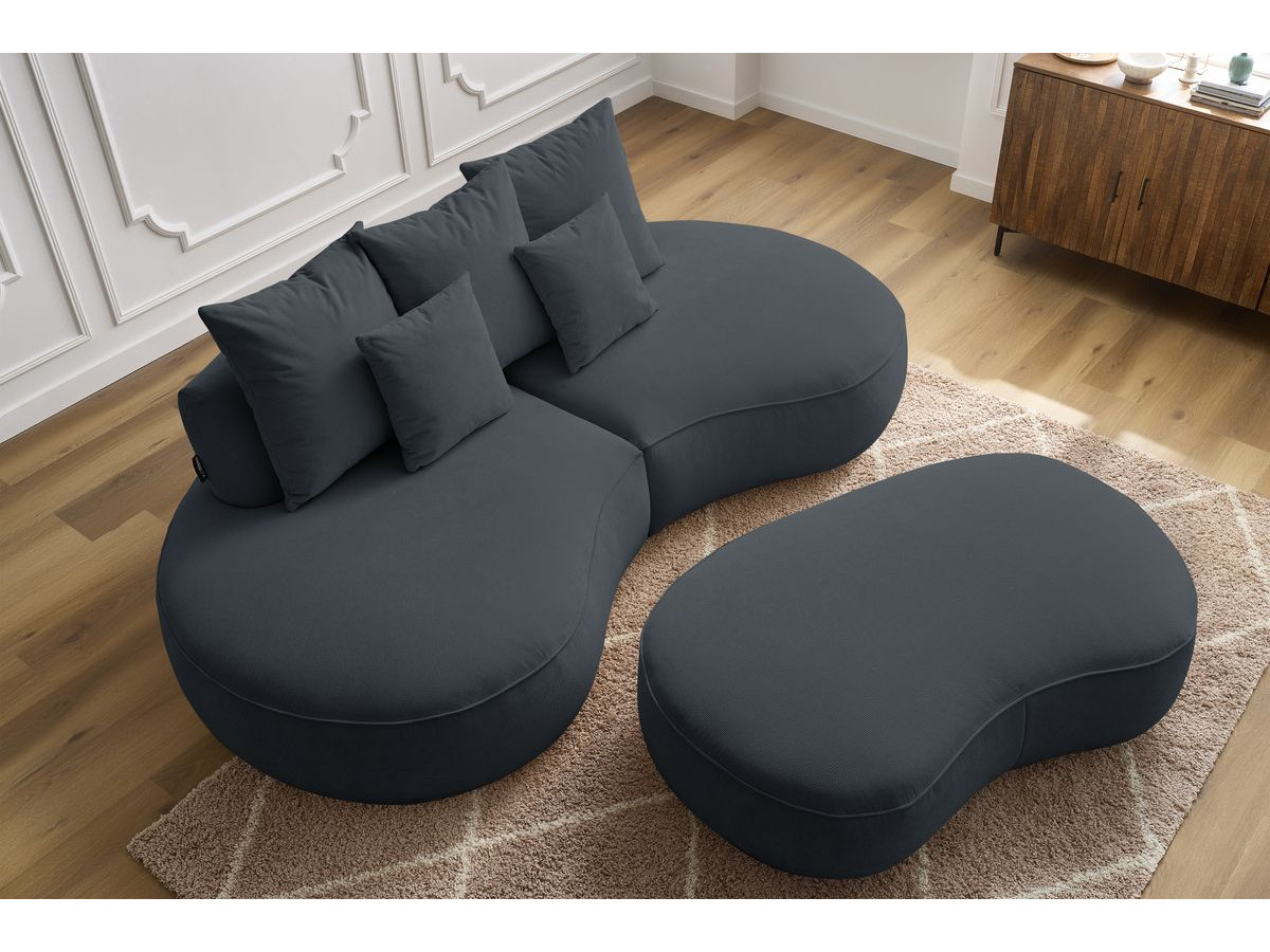 Bobochic Saint-germain Sofa 5-Sitzer mit Pouf Strukturstoff Dunkelgrau