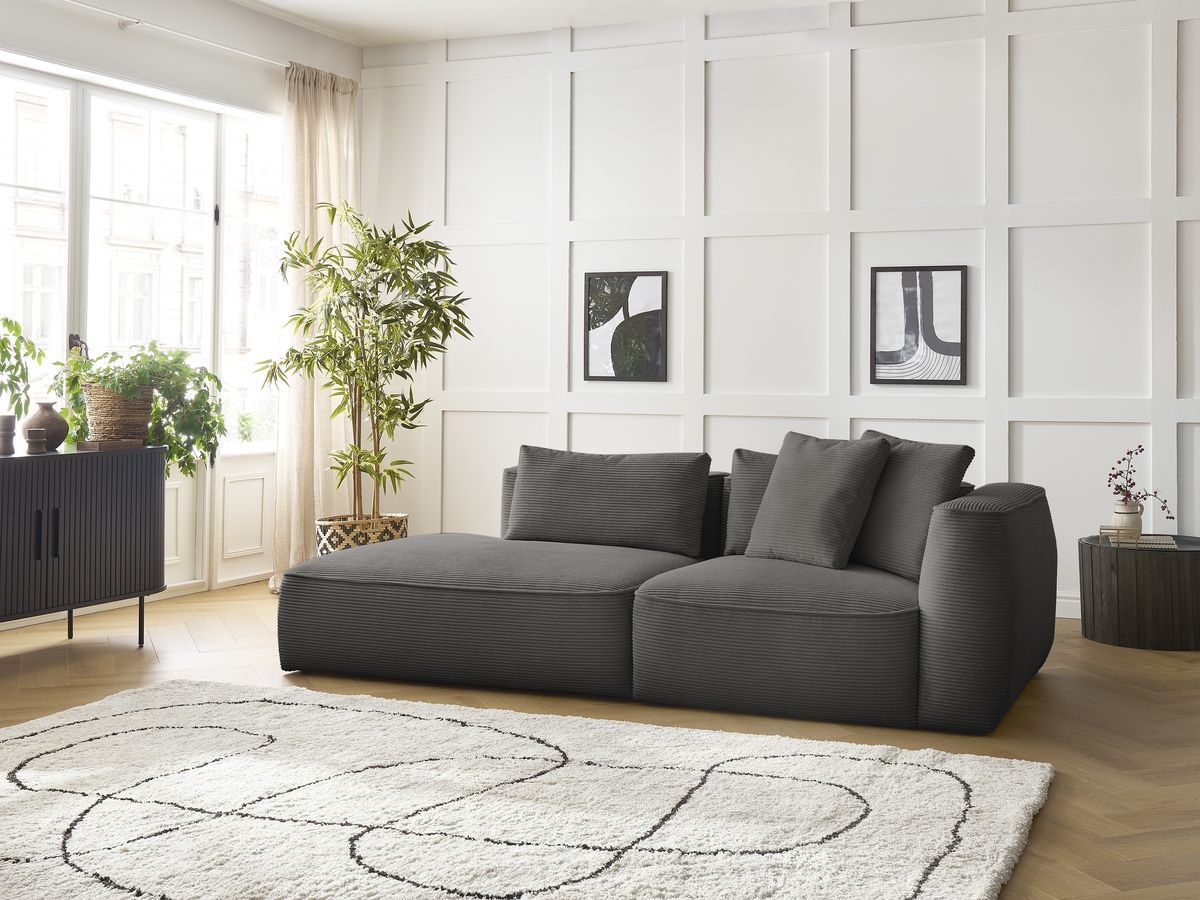 Bobochic Leopold Sofa 3-Sitzer Cordsamt Taupe Armlehne rechts