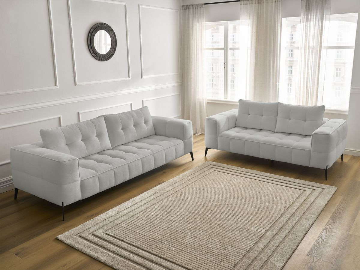 Bobochic Anis Sofa-Set 3- und 2-Sitzer Strukturstoff Hellgrau