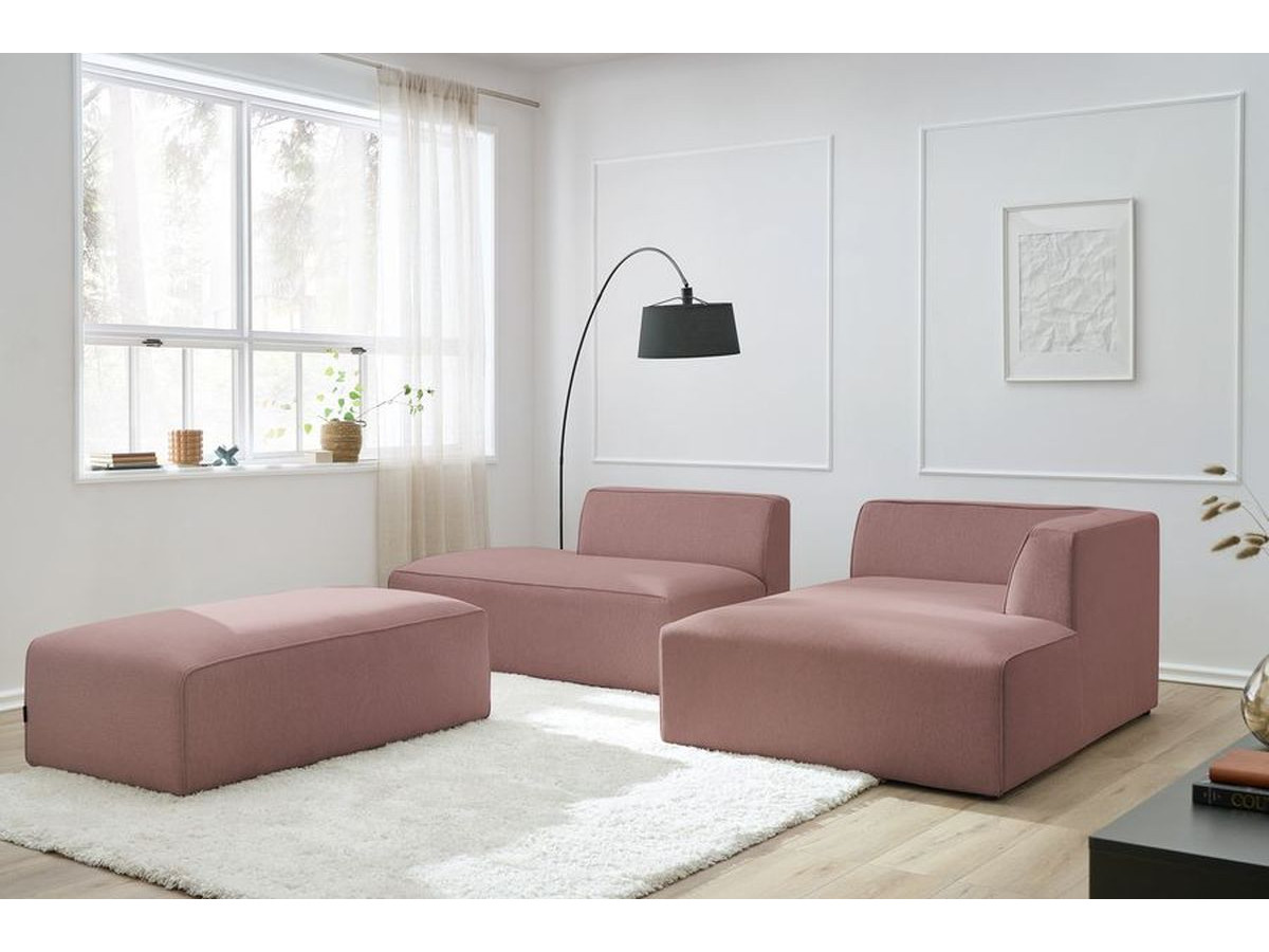Bobochic Megeve Ecksofa mit Schlaffunktion und Pouf Melange-Stoff Rosa Ecke rechts