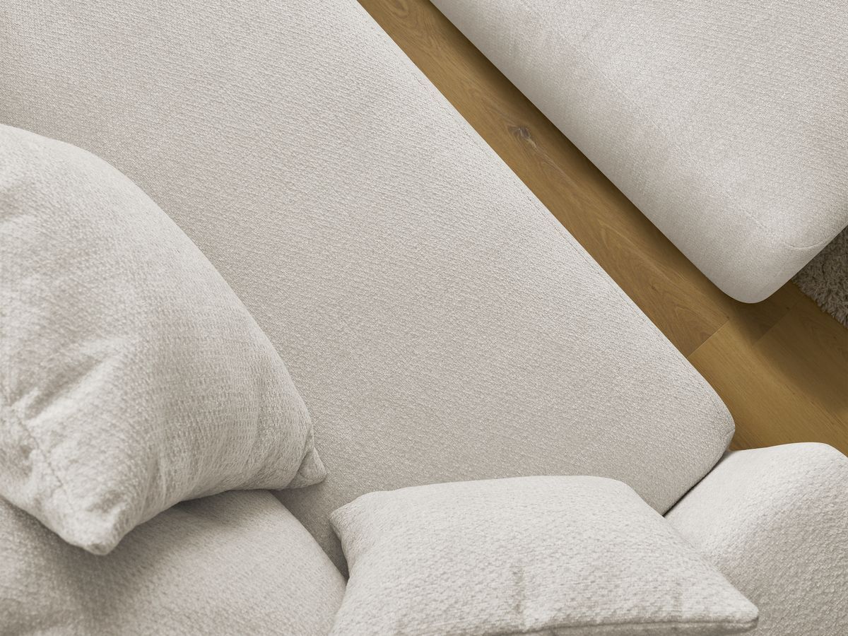 Bobochic Sidonie Schlafsofa 4-Sitzer mit Bettkasten und Pouf Melange-Stoff Beige
