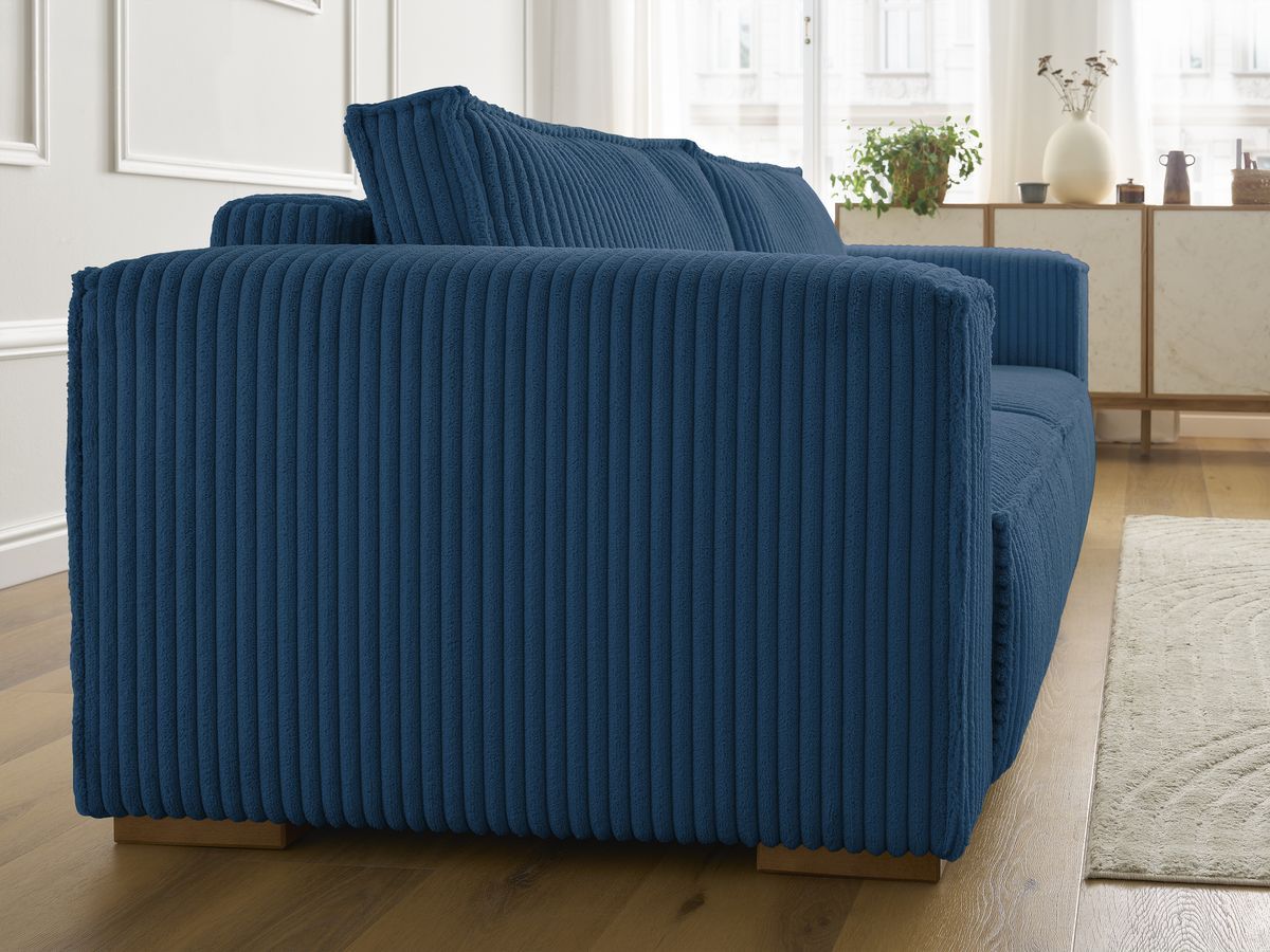 Bobochic Chelsea Sofa 3-Sitzer Breitcord weich Dunkelblau