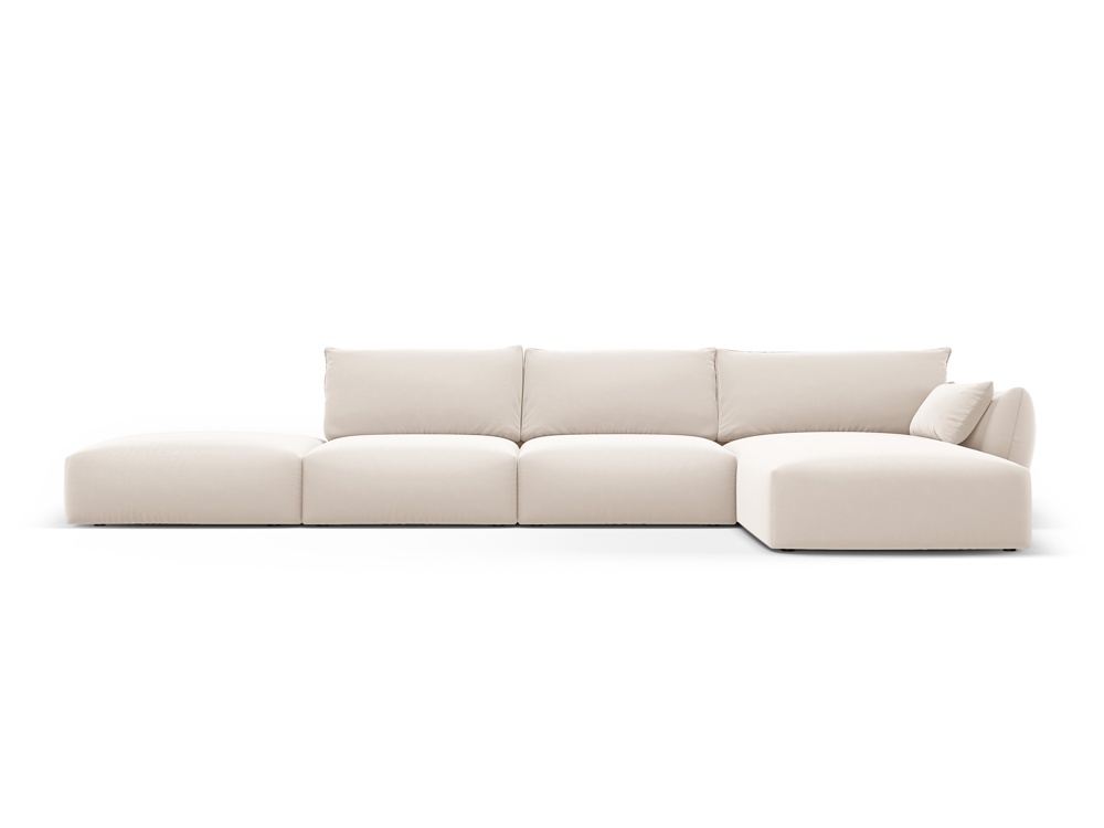 Cosmopolitan Design Ecksofa Matera 5-Sitzer offen Samt Salvador Beige Rechts